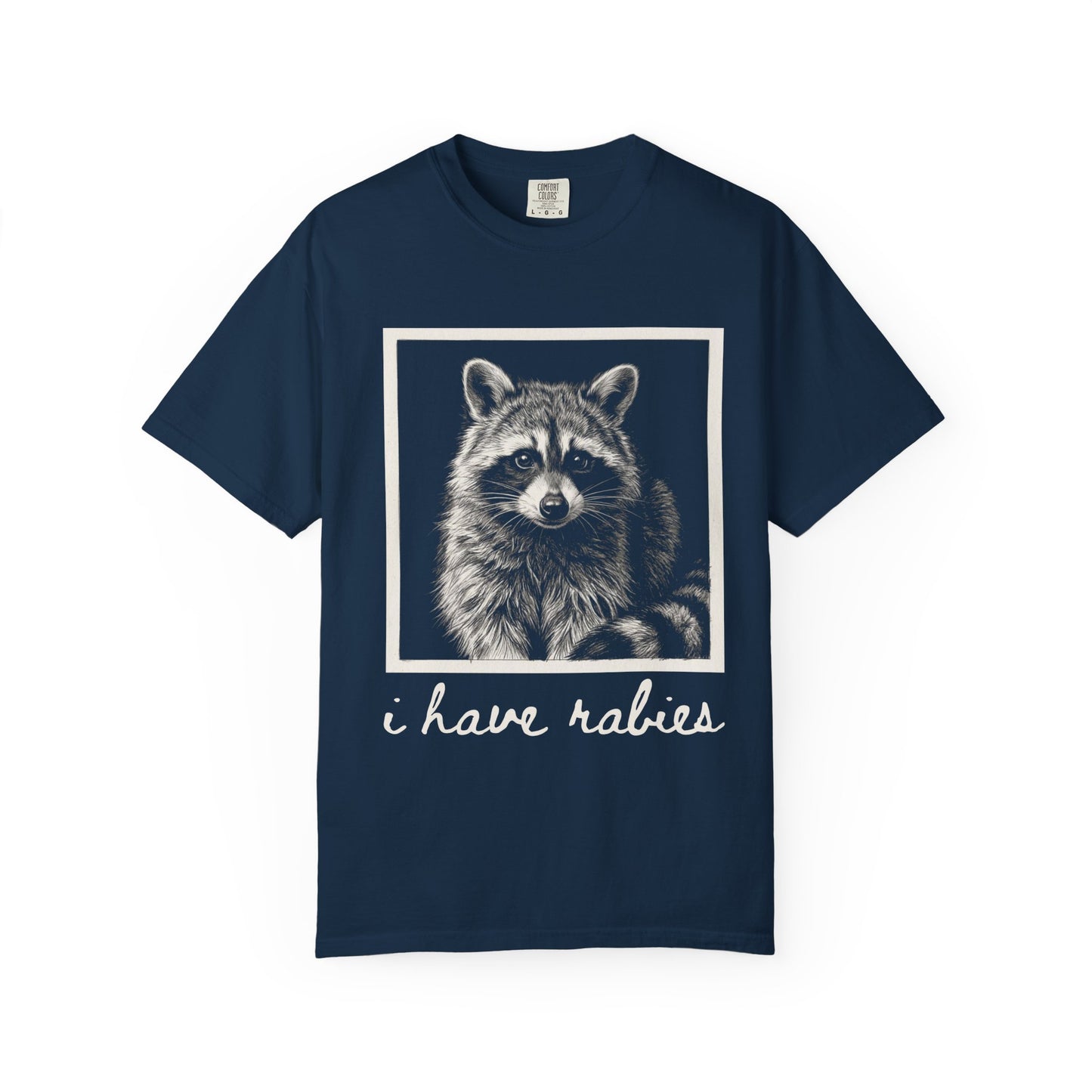 Funny Raccoon T-Shirt – “I Have Rabies” Dark Humor Cottagecore Graphic Tee on Comfort Colors