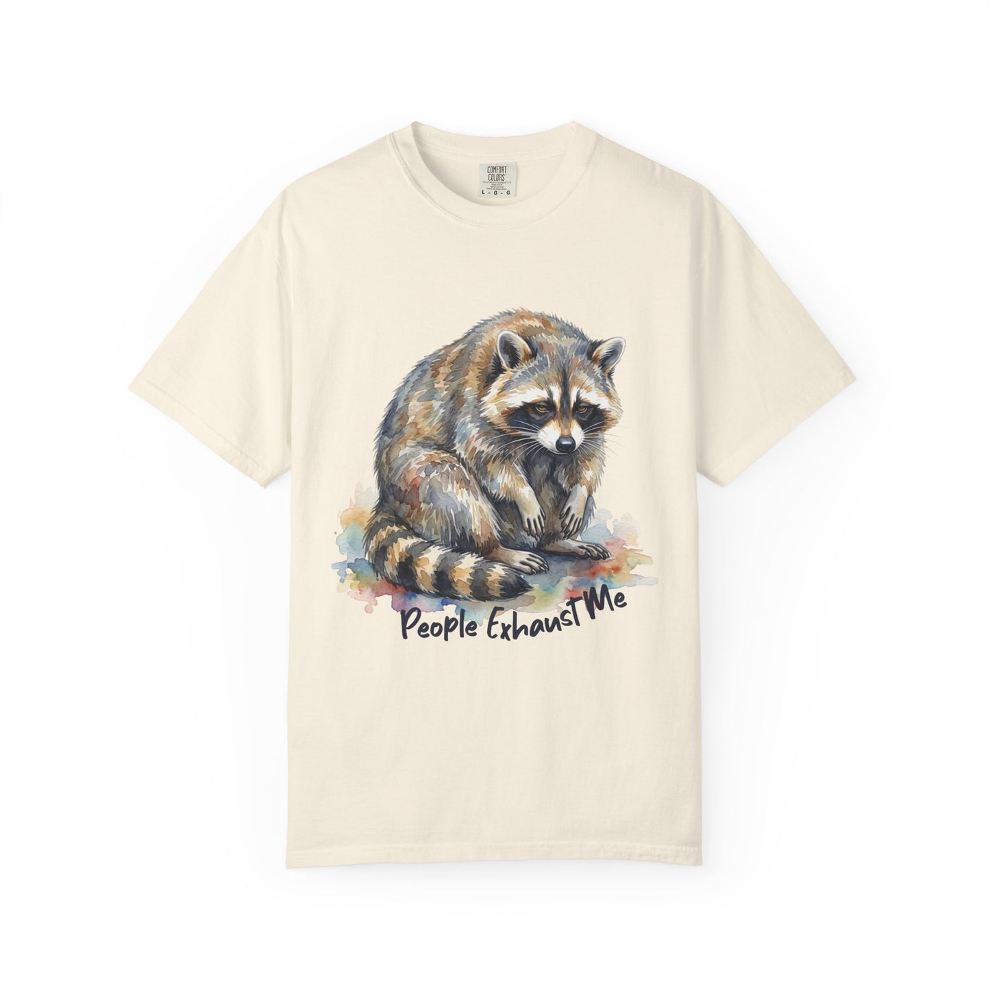 Funny Raccoon T-Shirt – “People Exhaust Me” Cottagecore Graphic Tee on Comfort Colors