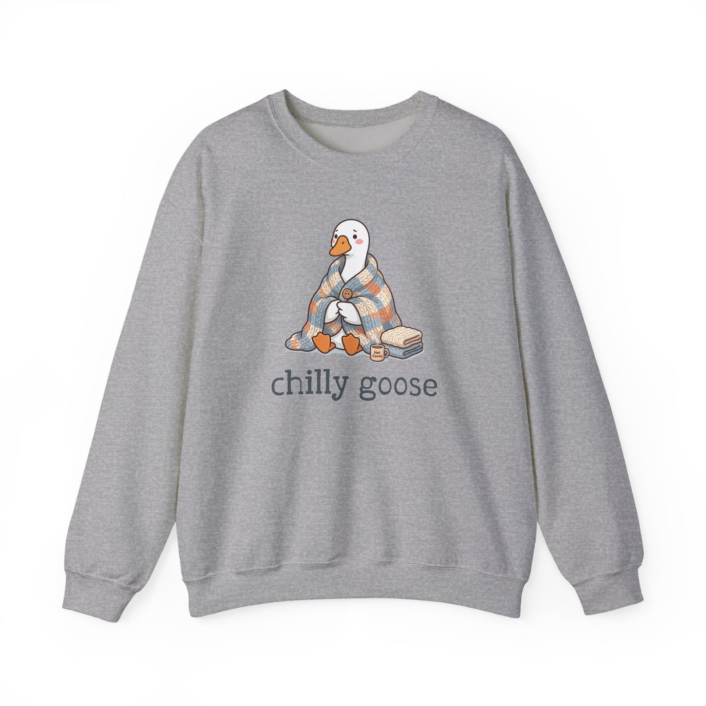 Funny Goose Sweatshirt – “Chilly Goose” Cottagecore Graphic Crewneck on Gildan