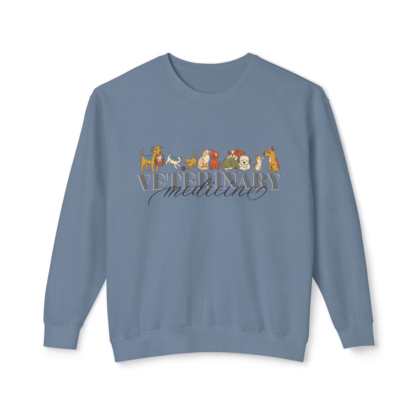 Veterinary Medicine Sweatshirt – Dog & Cat Graphic Crewneck on Comfort Colors for Vet Techs