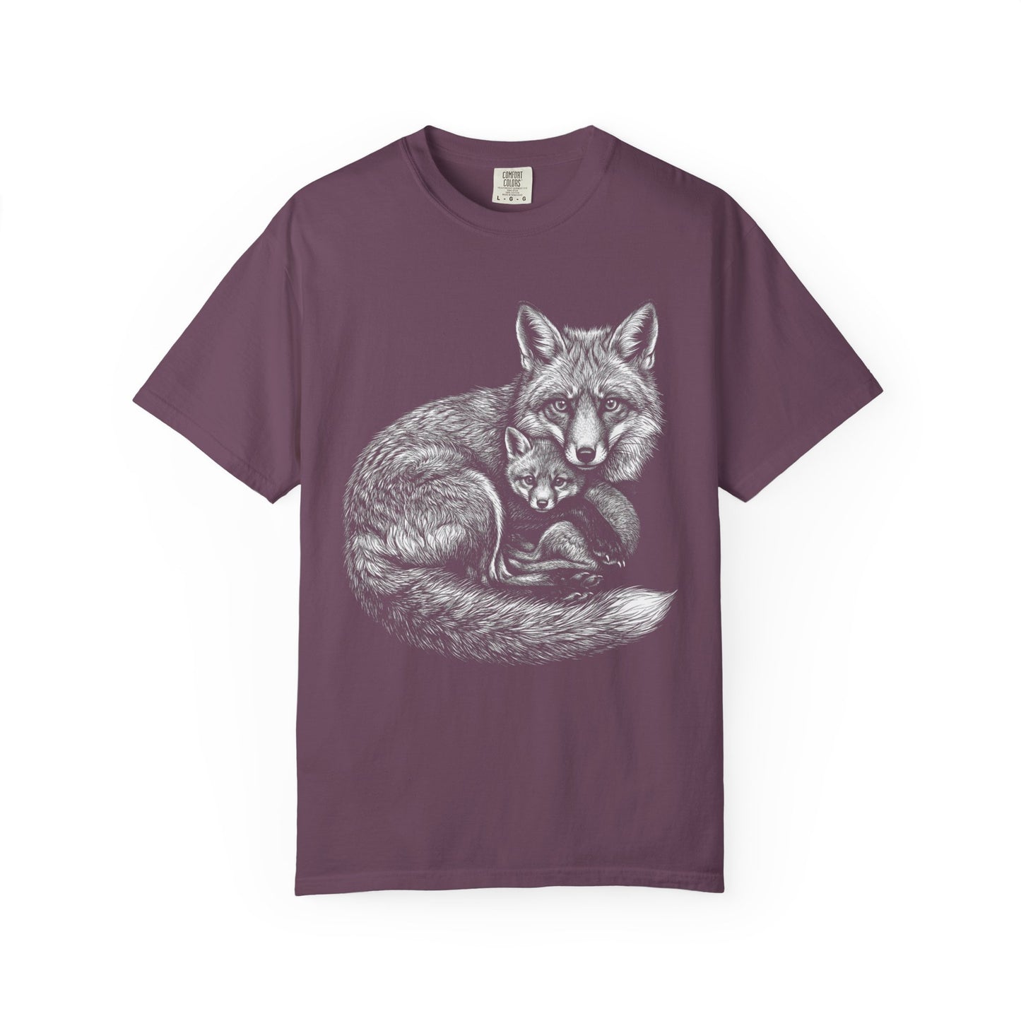 Whimsical Fox T-Shirt – Cottagecore Mama & Baby Fox Graphic Tee on Comfort Colors for Nature Lovers