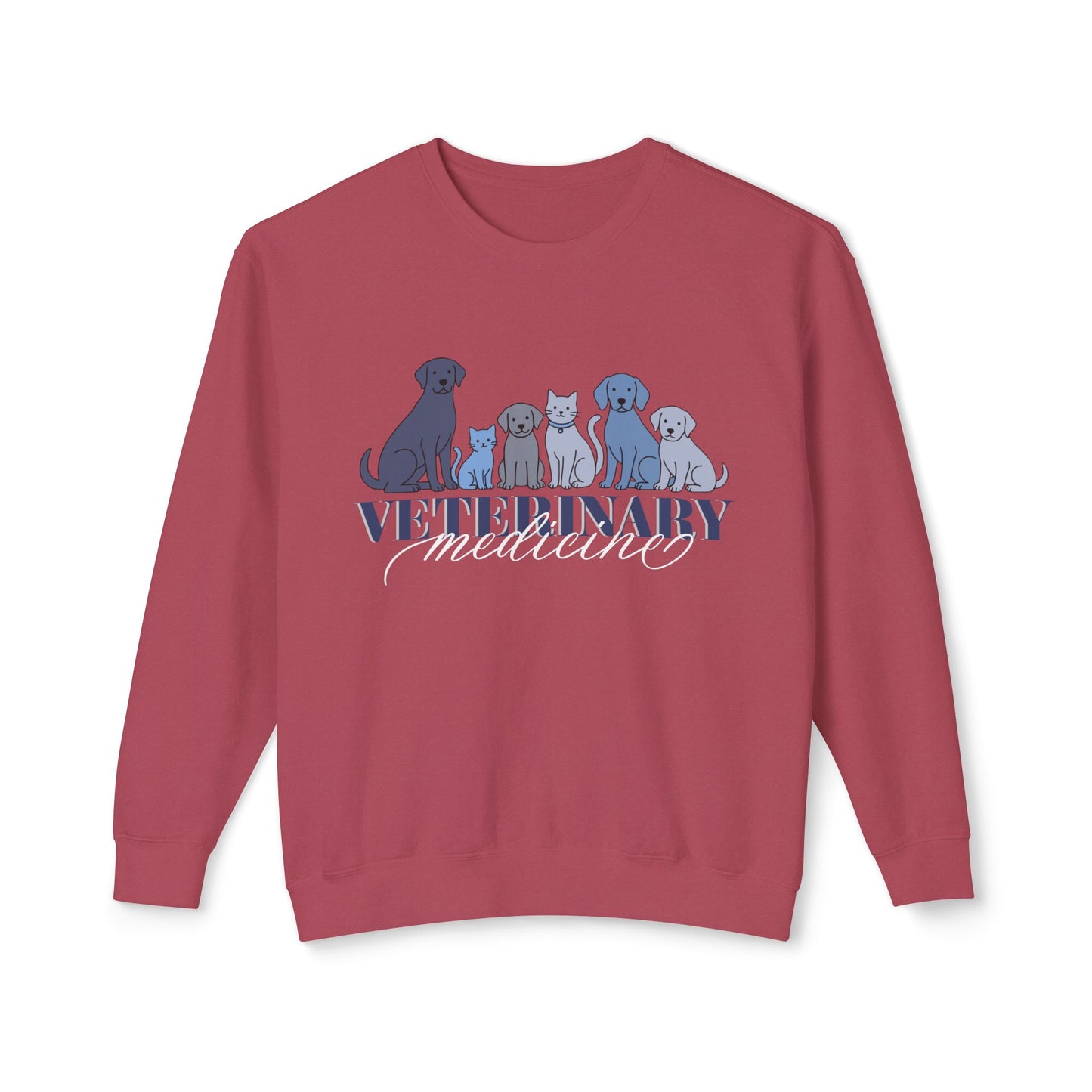 Veterinary Medicine Sweatshirt – Blue Dog & Cat Graphic on Comfort Colors for Vet Techs & Animal Lovers