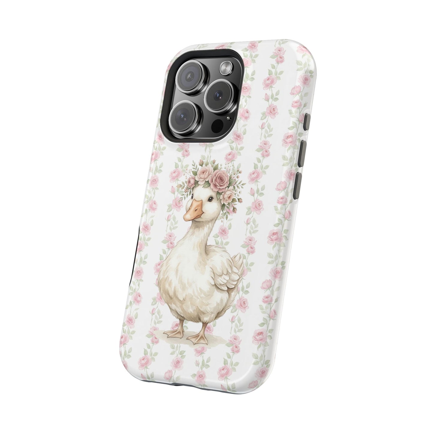 Coquette Floral Goose Phone Case – Vintage Flower Pattern Aesthetic Case for iPhone & Samsung Galaxy