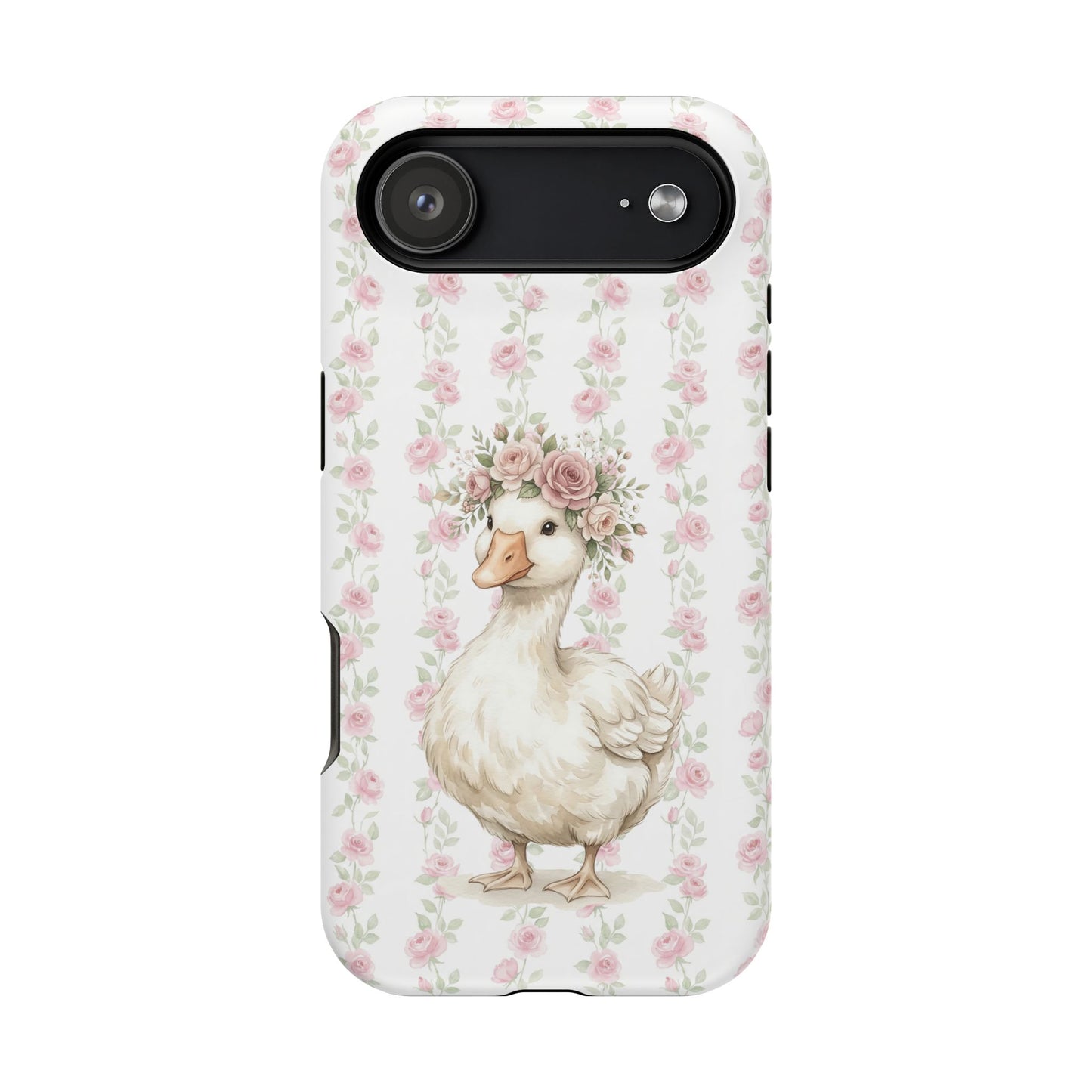 Coquette Floral Goose Phone Case – Vintage Flower Pattern Aesthetic Case for iPhone & Samsung Galaxy