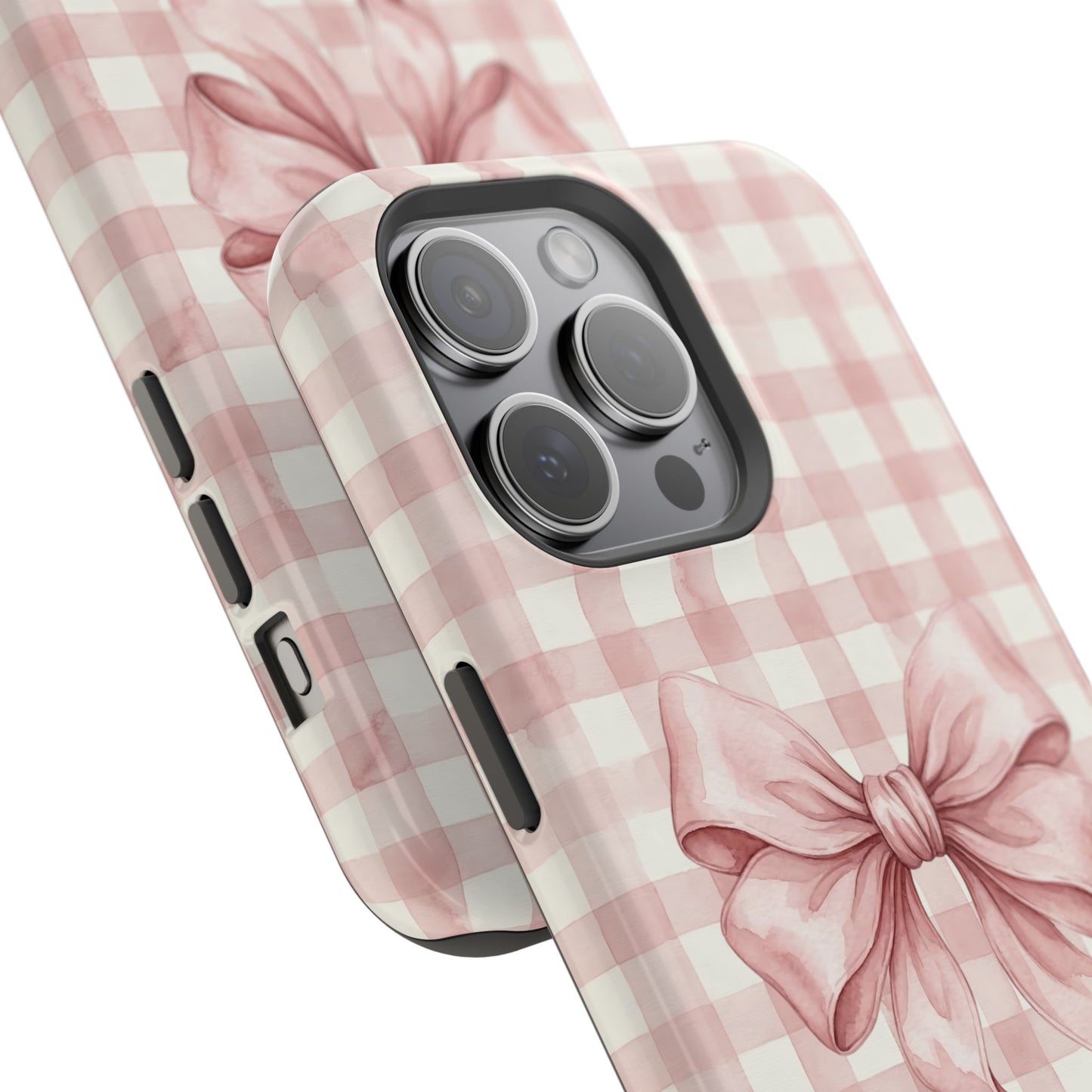 Coquette Bow Phone Case – Pink Gingham Ribbon Aesthetic Case for iPhone & Samsung Galaxy