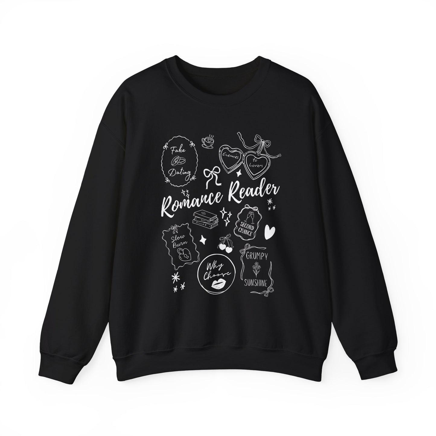 Romance Reader Sweatshirt – Coquette Bookish Graphic Crewneck on Gildan for Book Lovers