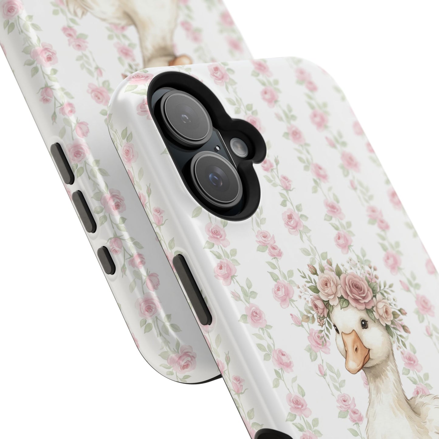 Coquette Floral Goose Phone Case – Vintage Flower Pattern Aesthetic Case for iPhone & Samsung Galaxy