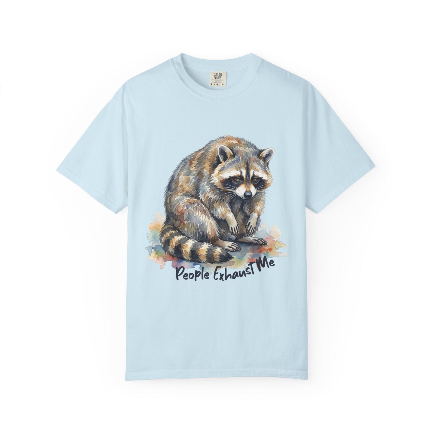 Funny Raccoon T-Shirt – “People Exhaust Me” Cottagecore Graphic Tee on Comfort Colors