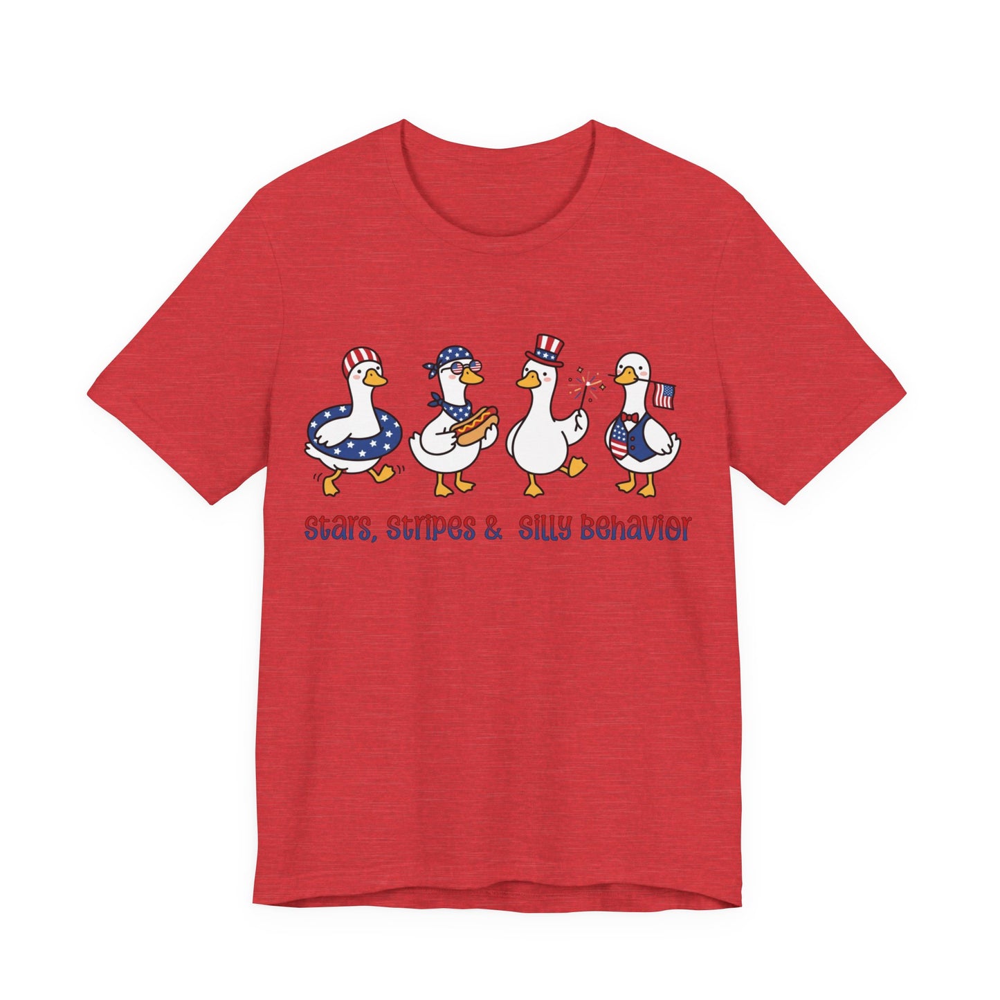 Fourth of July T-Shirt – Star Stripe “Silly Behavior” Cute Graphic Tee on Bella Canvas