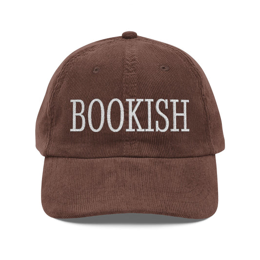 Bookish Embroidered Corduroy Cap | Vintage Rust Book Lover Hat