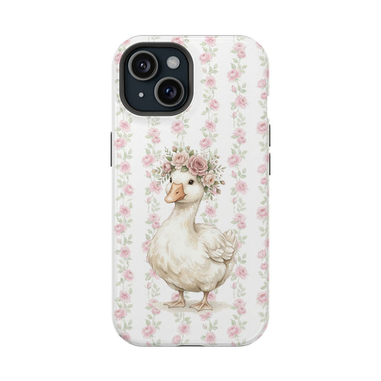 Coquette Floral Goose Phone Case – Vintage Flower Pattern Aesthetic Case for iPhone & Samsung Galaxy
