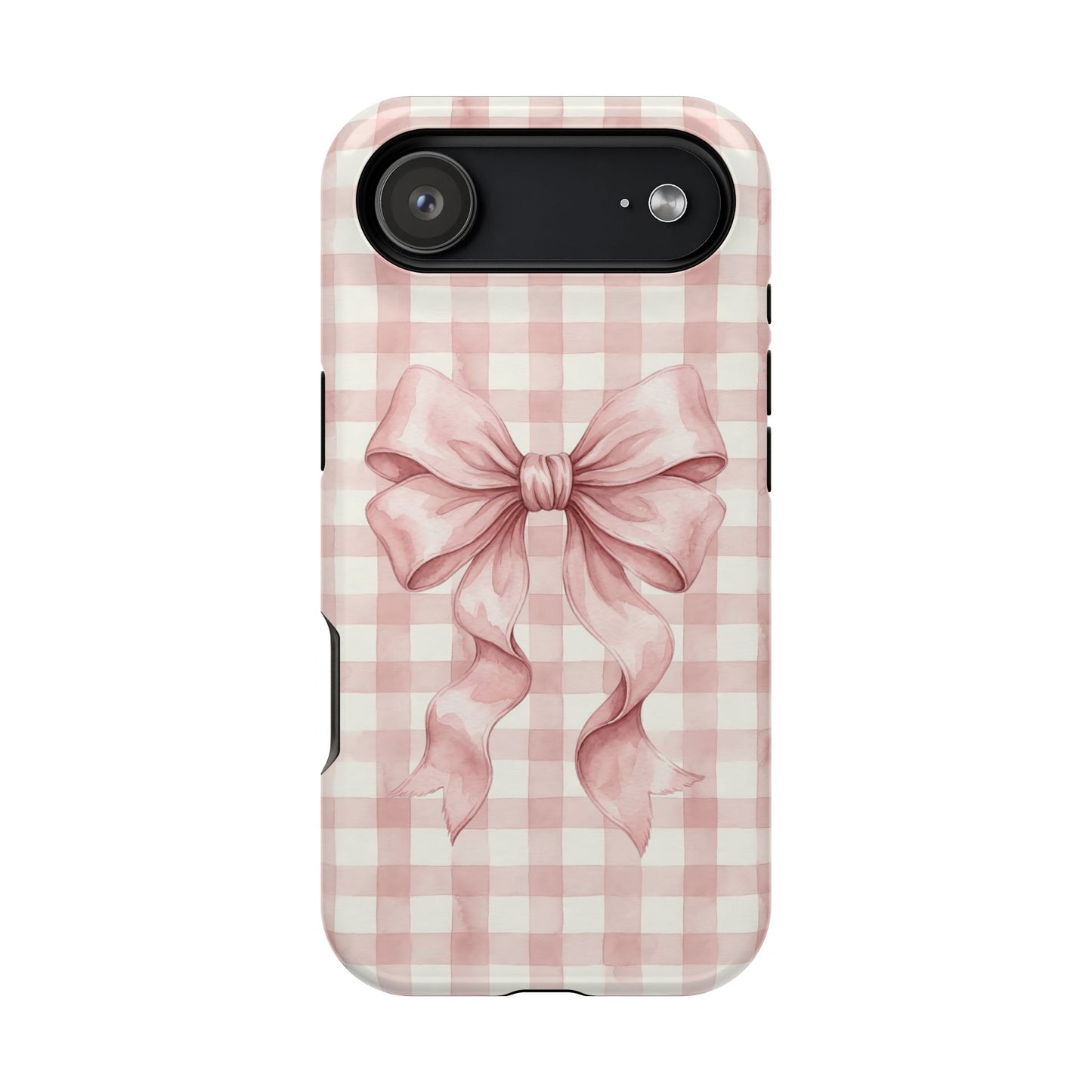 Coquette Bow Phone Case – Pink Gingham Ribbon Aesthetic Case for iPhone & Samsung Galaxy