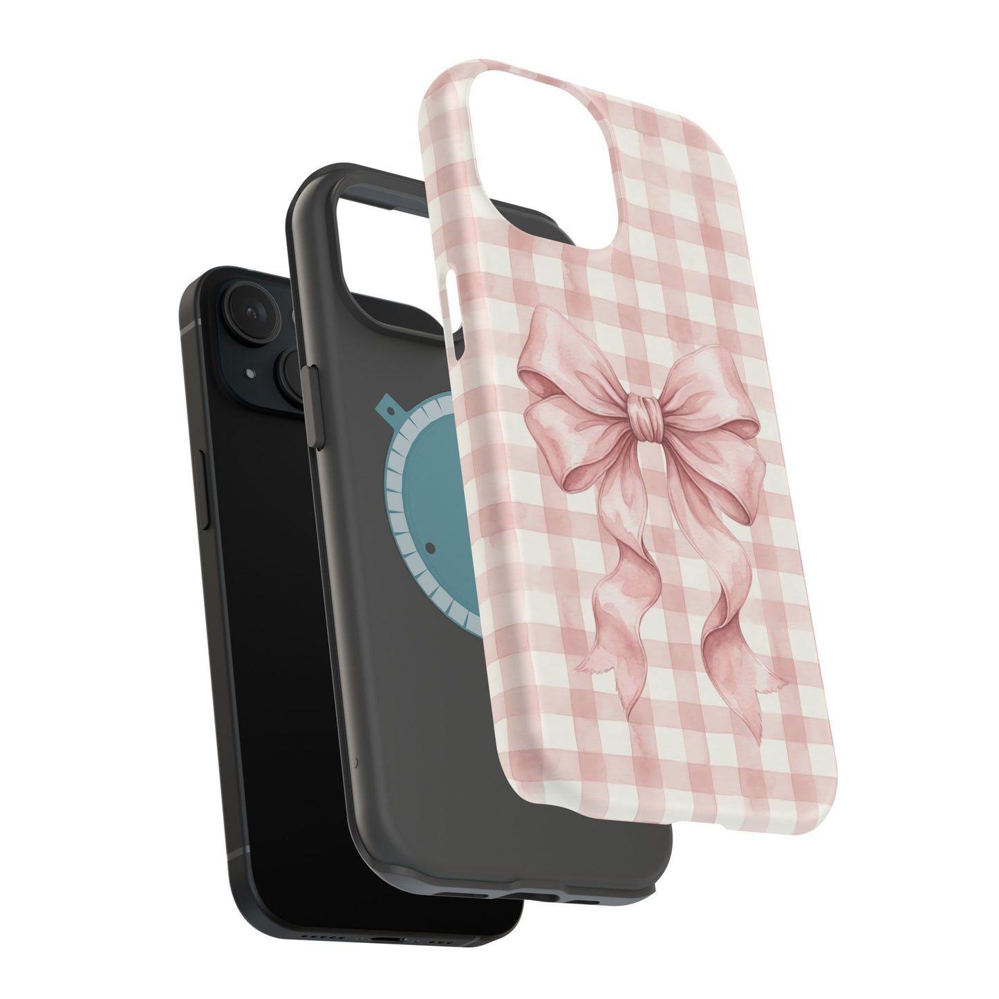 Coquette Bow Phone Case – Pink Gingham Ribbon Aesthetic Case for iPhone & Samsung Galaxy