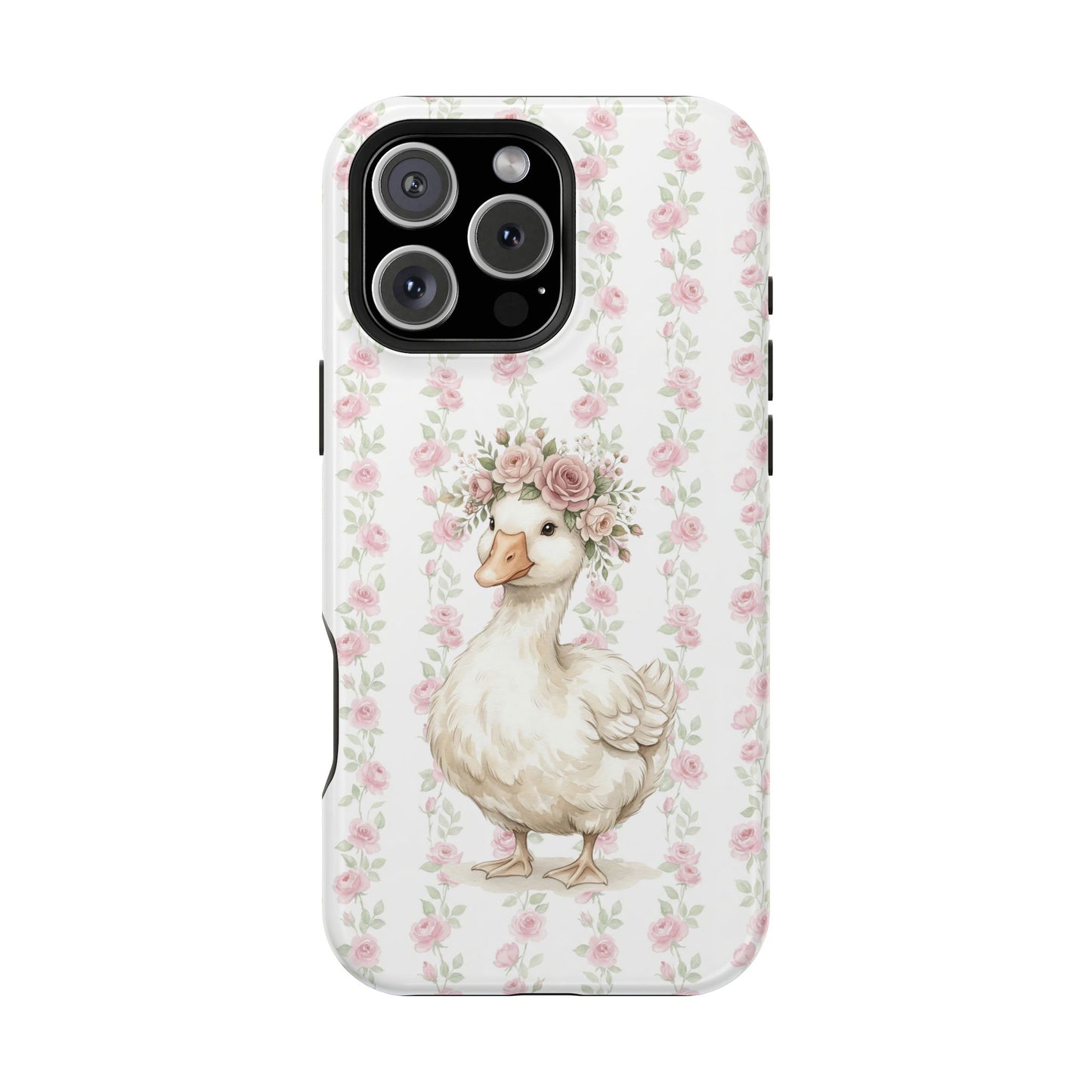 Coquette Floral Goose Phone Case – Vintage Flower Pattern Aesthetic Case for iPhone & Samsung Galaxy