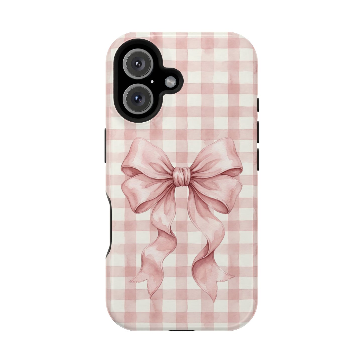 Coquette Bow Phone Case – Pink Gingham Ribbon Aesthetic Case for iPhone & Samsung Galaxy