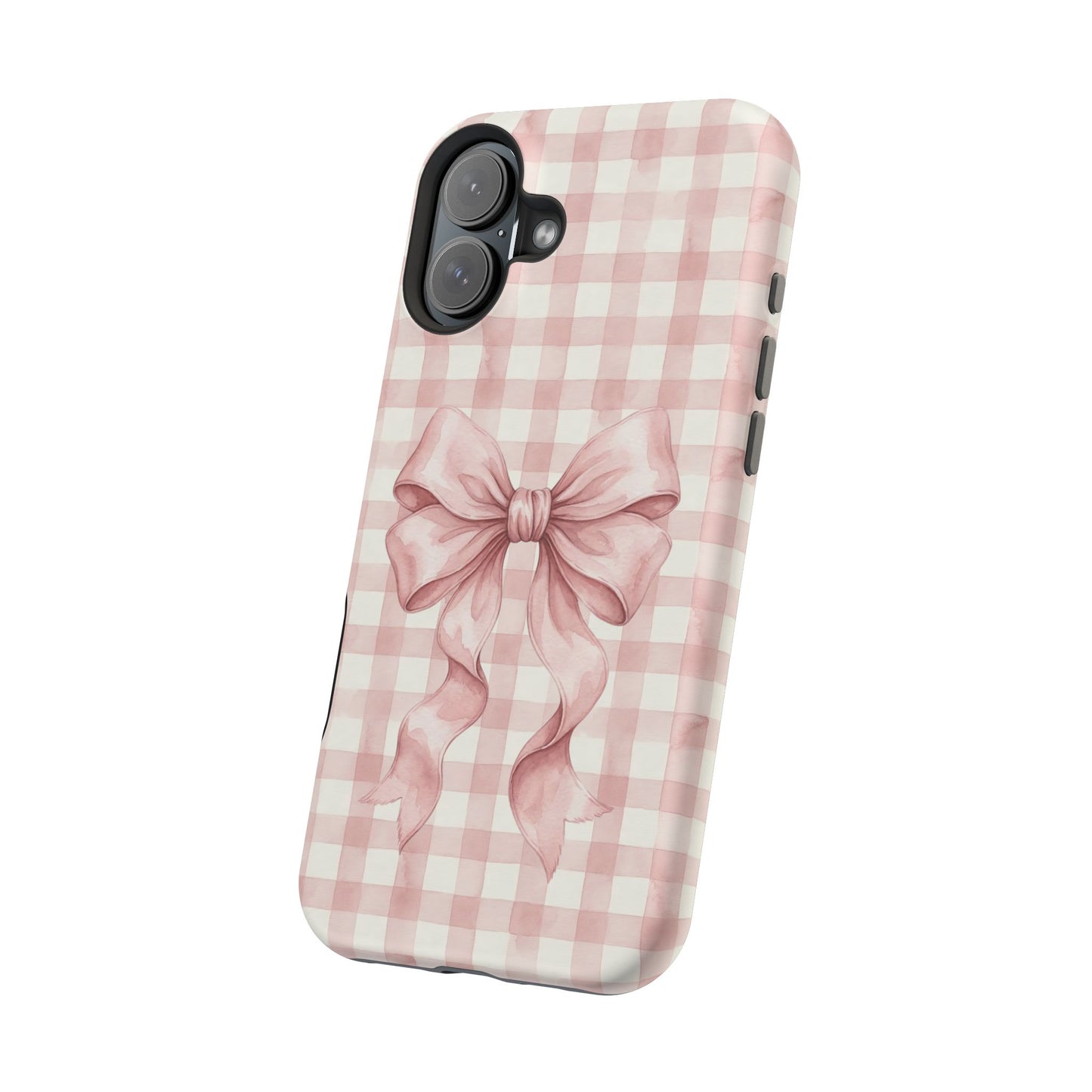 Coquette Bow Phone Case – Pink Gingham Ribbon Aesthetic Case for iPhone & Samsung Galaxy