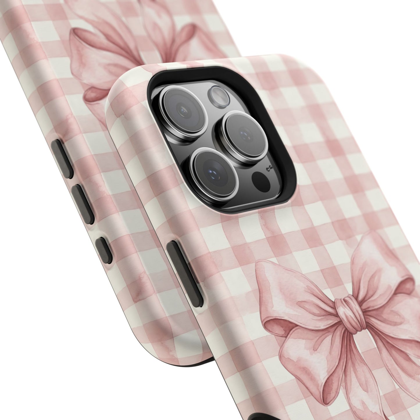 Coquette Bow Phone Case – Pink Gingham Ribbon Aesthetic Case for iPhone & Samsung Galaxy
