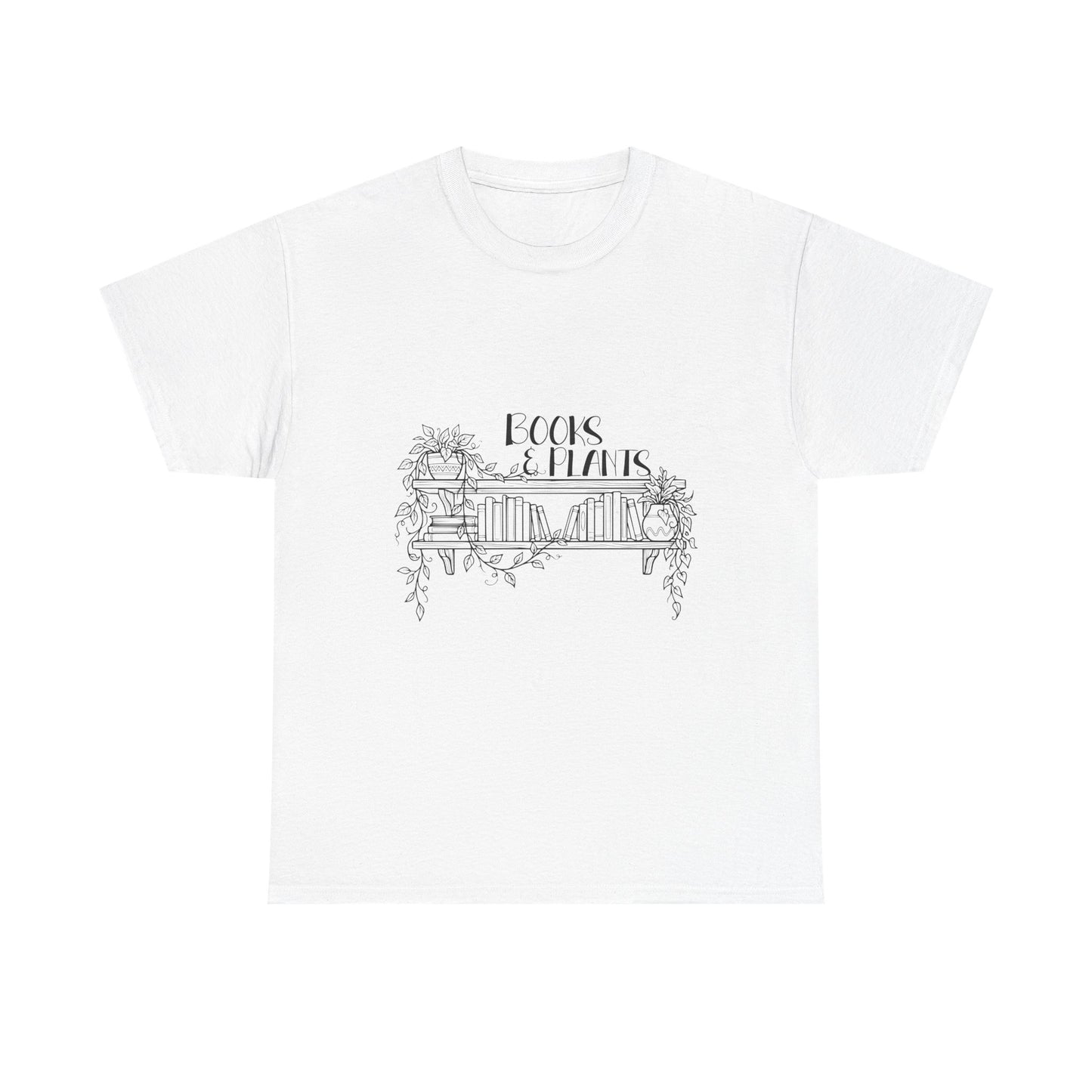 Cottagecore Book Lover T-Shirt – Books and Plants Graphic Tee on Gildan for Cozy Readers