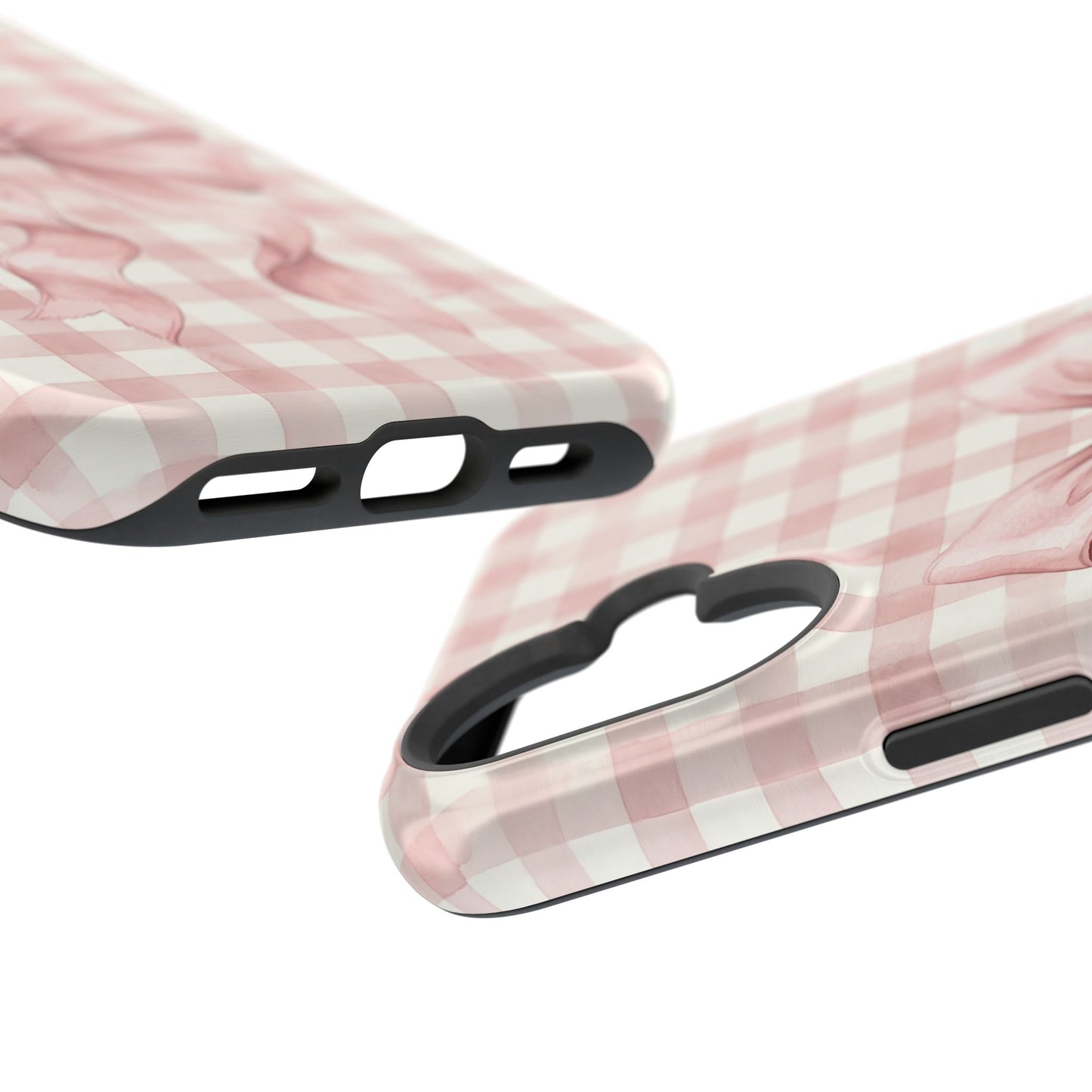 Coquette Bow Phone Case – Pink Gingham Ribbon Aesthetic Case for iPhone & Samsung Galaxy