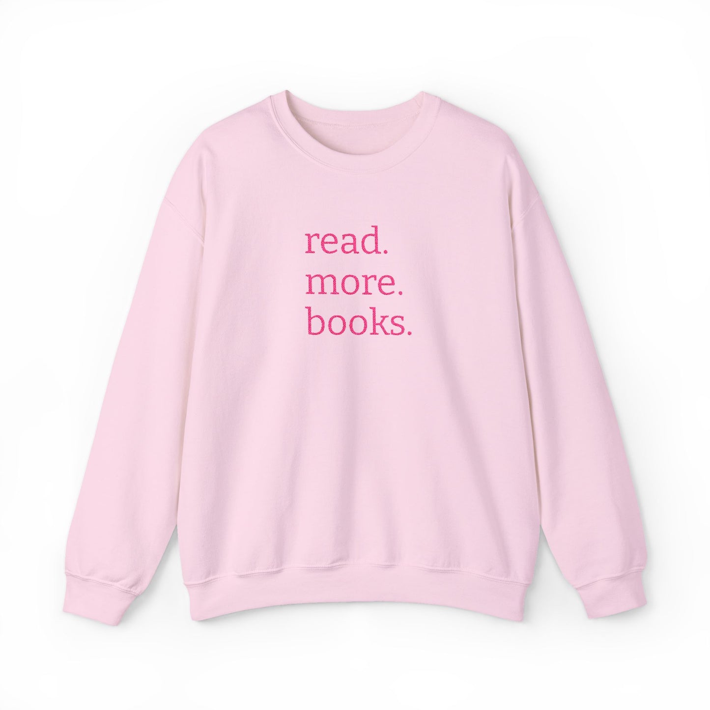Read More Books Embroidered Sweatshirt – Pink Crewneck with Dark Pink Stitching