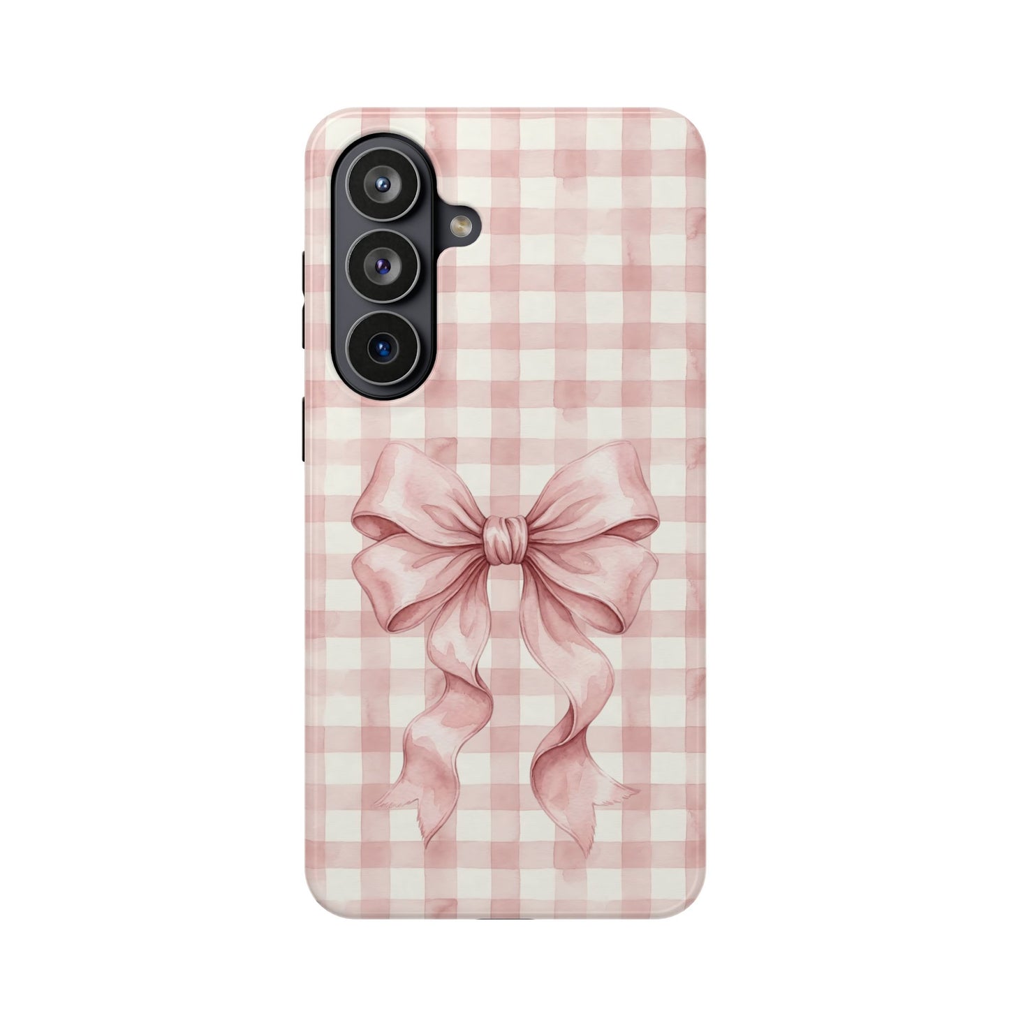 Coquette Bow Phone Case – Pink Gingham Ribbon Aesthetic Case for iPhone & Samsung Galaxy