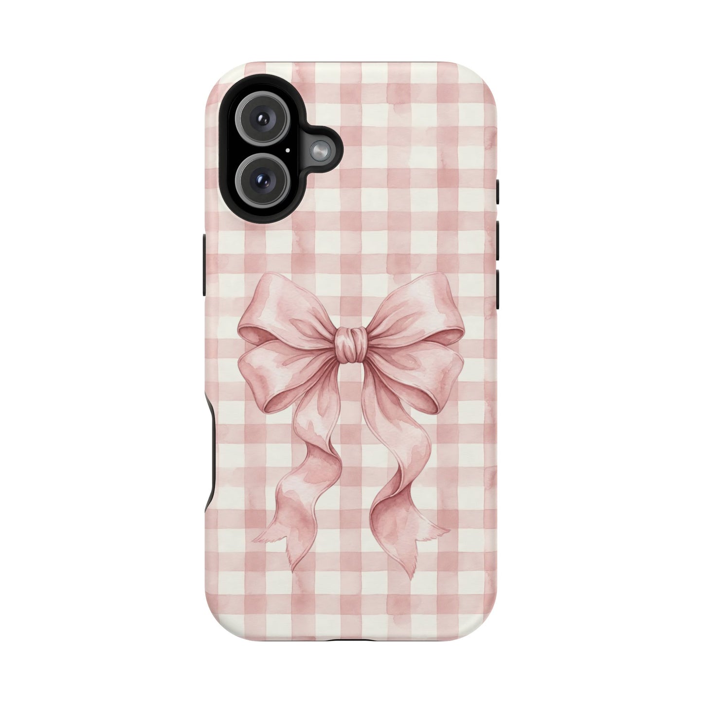 Coquette Bow Phone Case – Pink Gingham Ribbon Aesthetic Case for iPhone & Samsung Galaxy