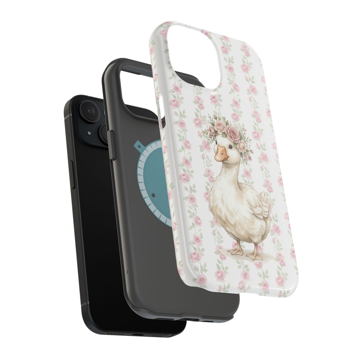 Coquette Floral Goose Phone Case – Vintage Flower Pattern Aesthetic Case for iPhone & Samsung Galaxy