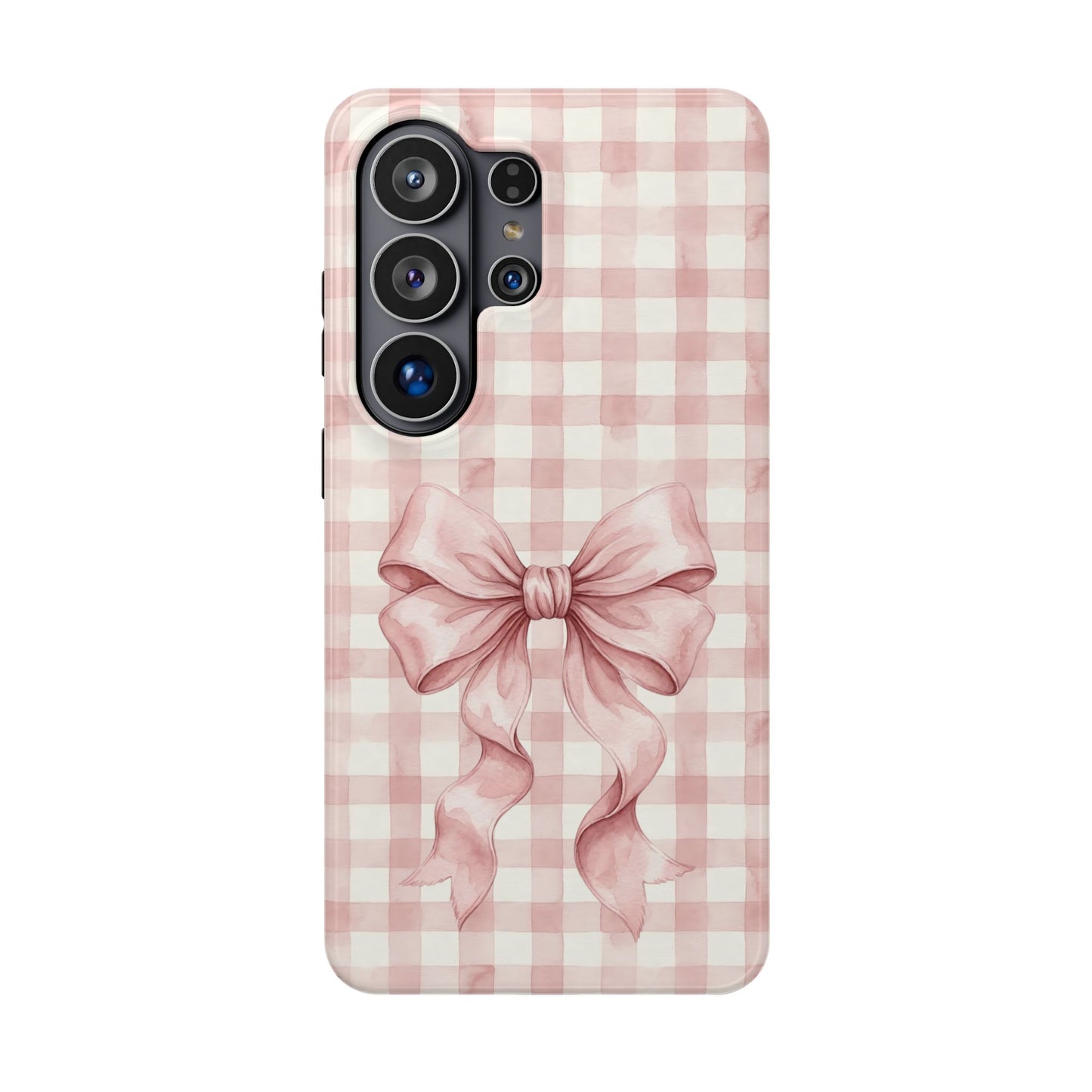 Coquette Bow Phone Case – Pink Gingham Ribbon Aesthetic Case for iPhone & Samsung Galaxy