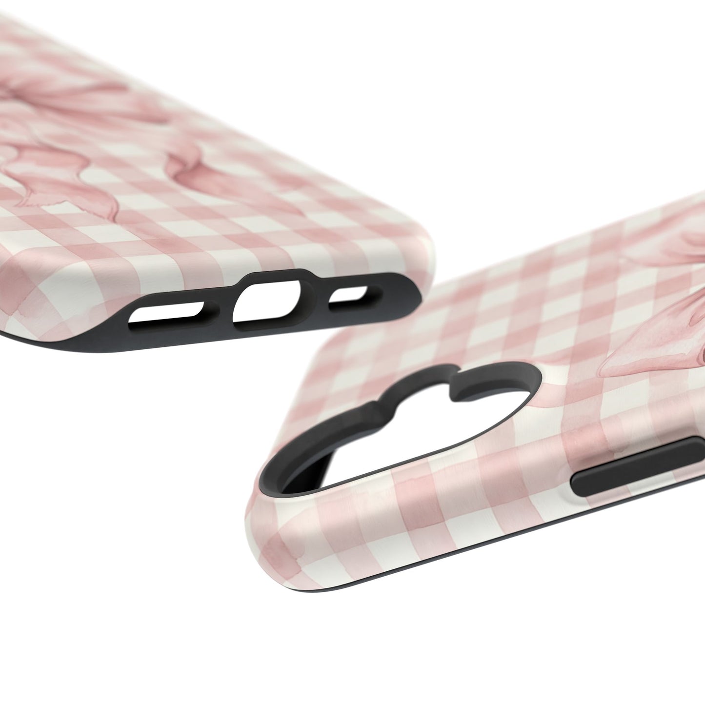 Coquette Bow Phone Case – Pink Gingham Ribbon Aesthetic Case for iPhone & Samsung Galaxy