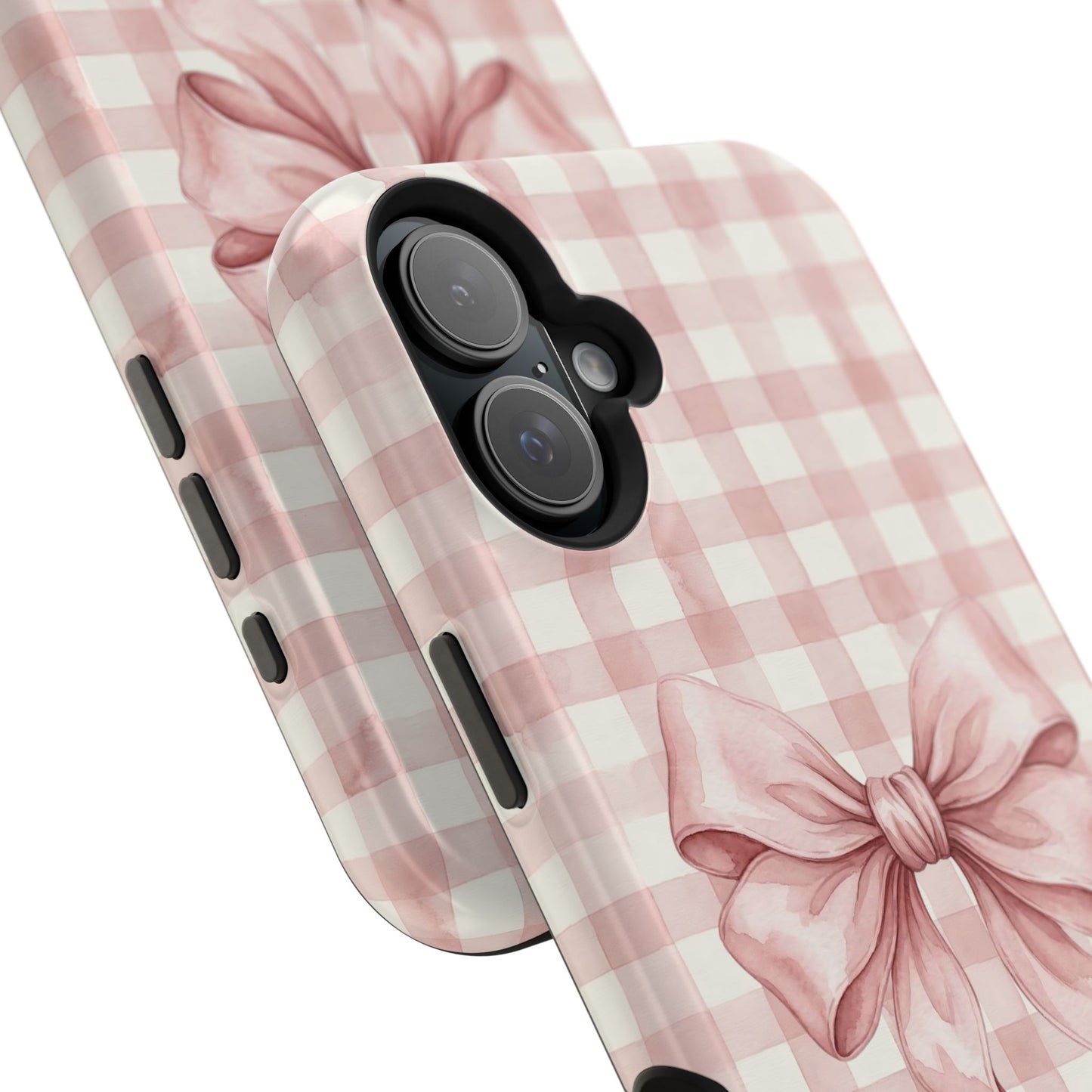 Coquette Bow Phone Case – Pink Gingham Ribbon Aesthetic Case for iPhone & Samsung Galaxy