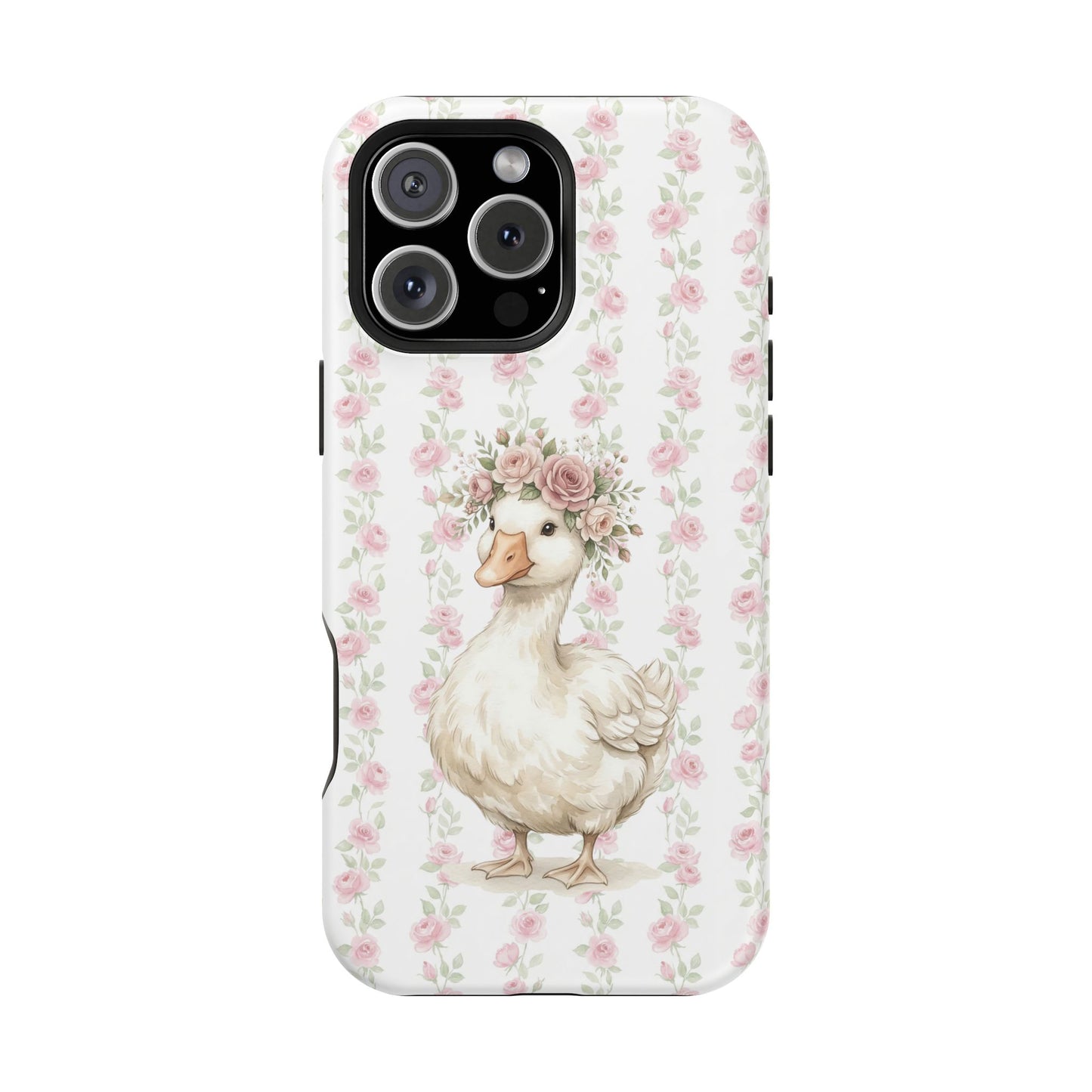 Coquette Floral Goose Phone Case – Vintage Flower Pattern Aesthetic Case for iPhone & Samsung Galaxy