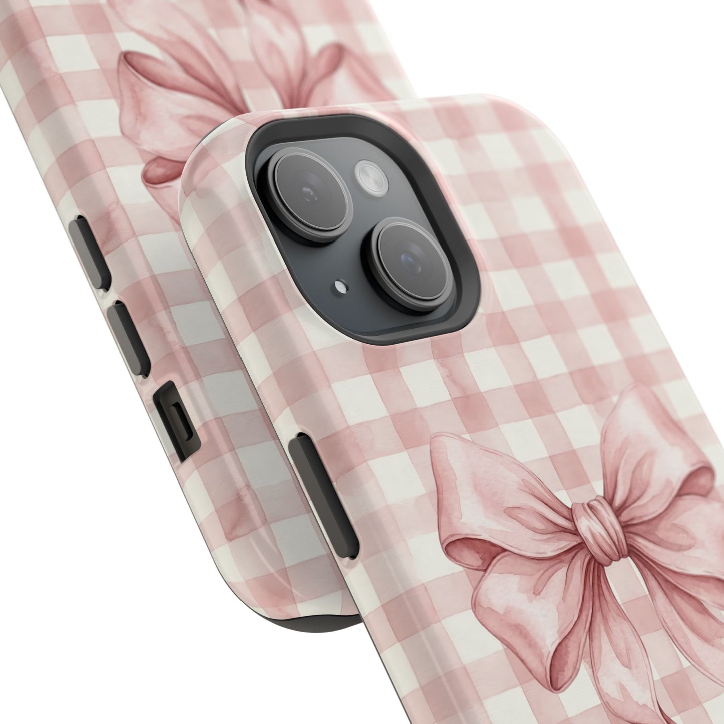 Coquette Bow Phone Case – Pink Gingham Ribbon Aesthetic Case for iPhone & Samsung Galaxy