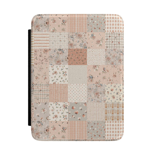 Cottagecore Patchwork Kindle Case – Pink Floral Quilt Aesthetic E-Reader Cover for Book Lovers