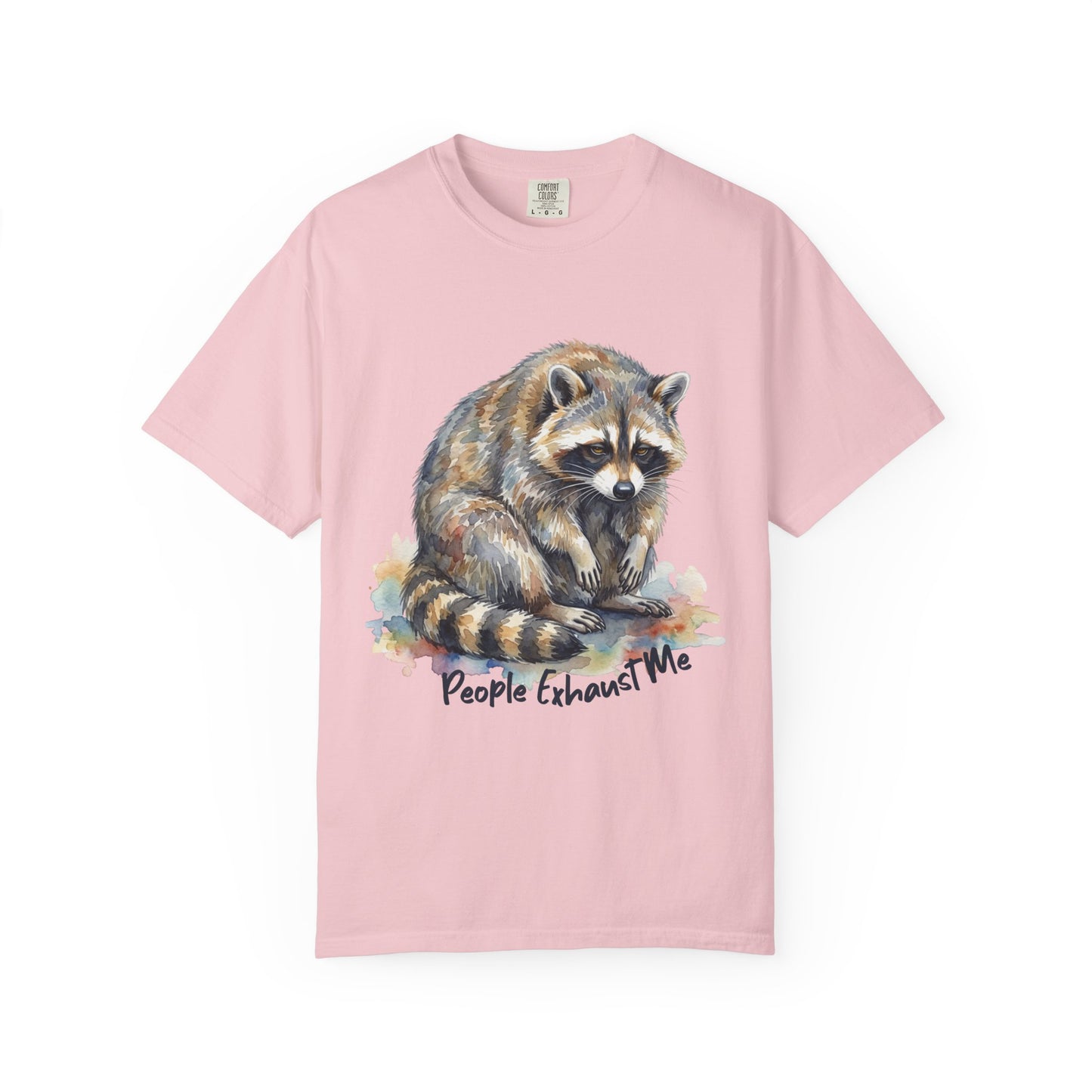 Funny Raccoon T-Shirt – “People Exhaust Me” Cottagecore Graphic Tee on Comfort Colors