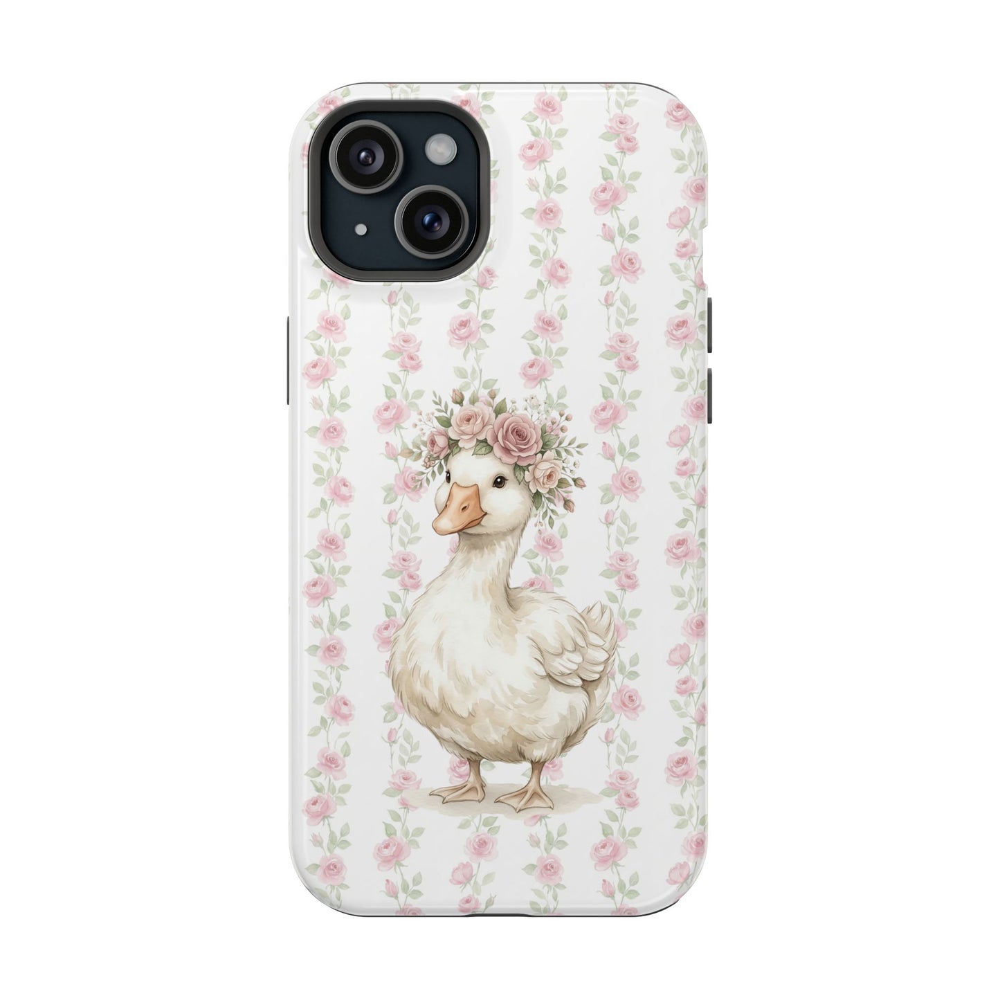 Coquette Floral Goose Phone Case – Vintage Flower Pattern Aesthetic Case for iPhone & Samsung Galaxy