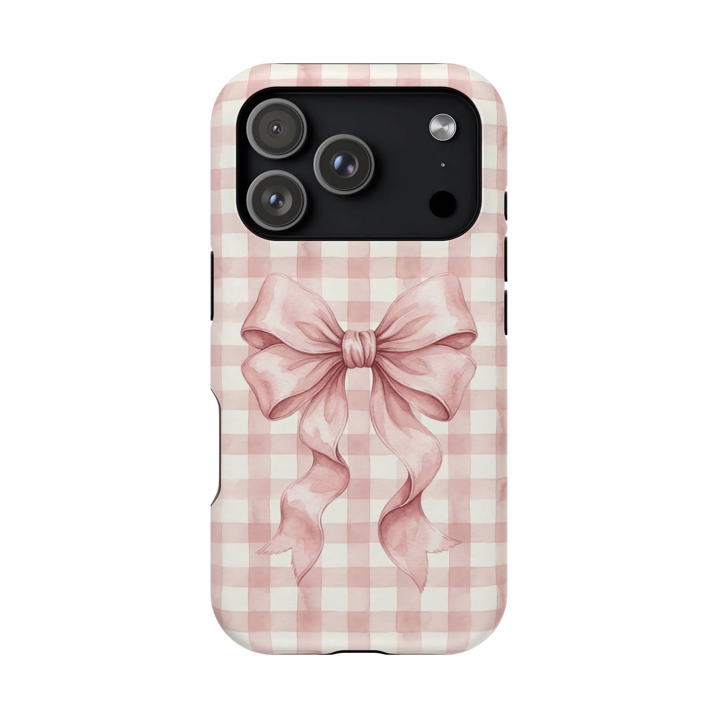 Coquette Bow Phone Case – Pink Gingham Ribbon Aesthetic Case for iPhone & Samsung Galaxy