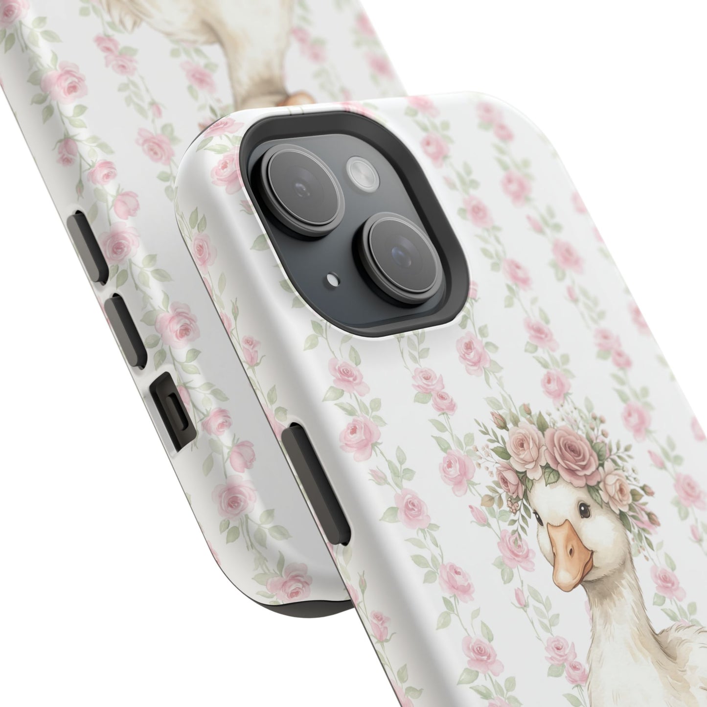 Coquette Floral Goose Phone Case – Vintage Flower Pattern Aesthetic Case for iPhone & Samsung Galaxy