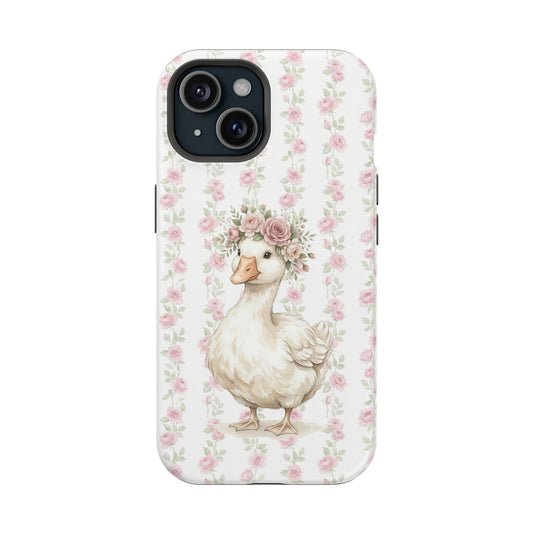 Coquette Floral Goose Phone Case – Vintage Flower Pattern Aesthetic Case for iPhone & Samsung Galaxy