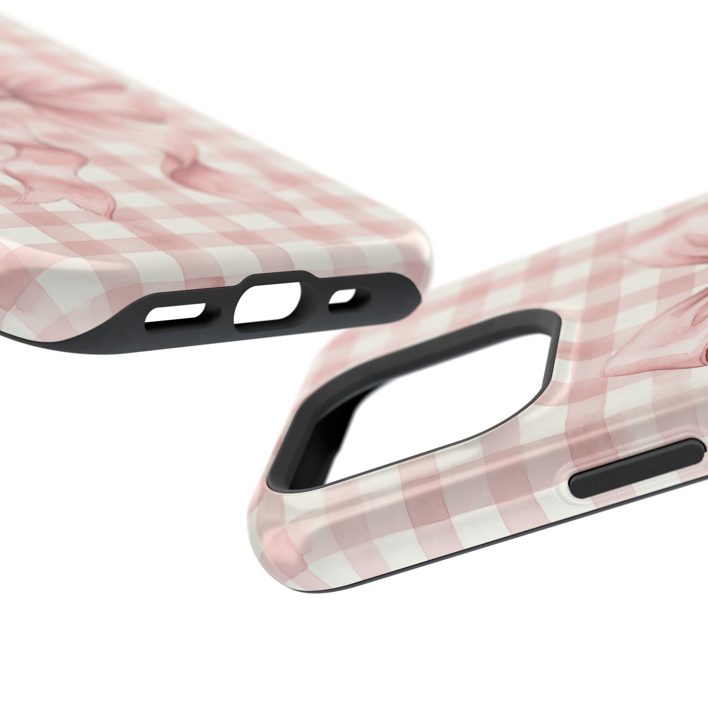 Coquette Bow Phone Case – Pink Gingham Ribbon Aesthetic Case for iPhone & Samsung Galaxy
