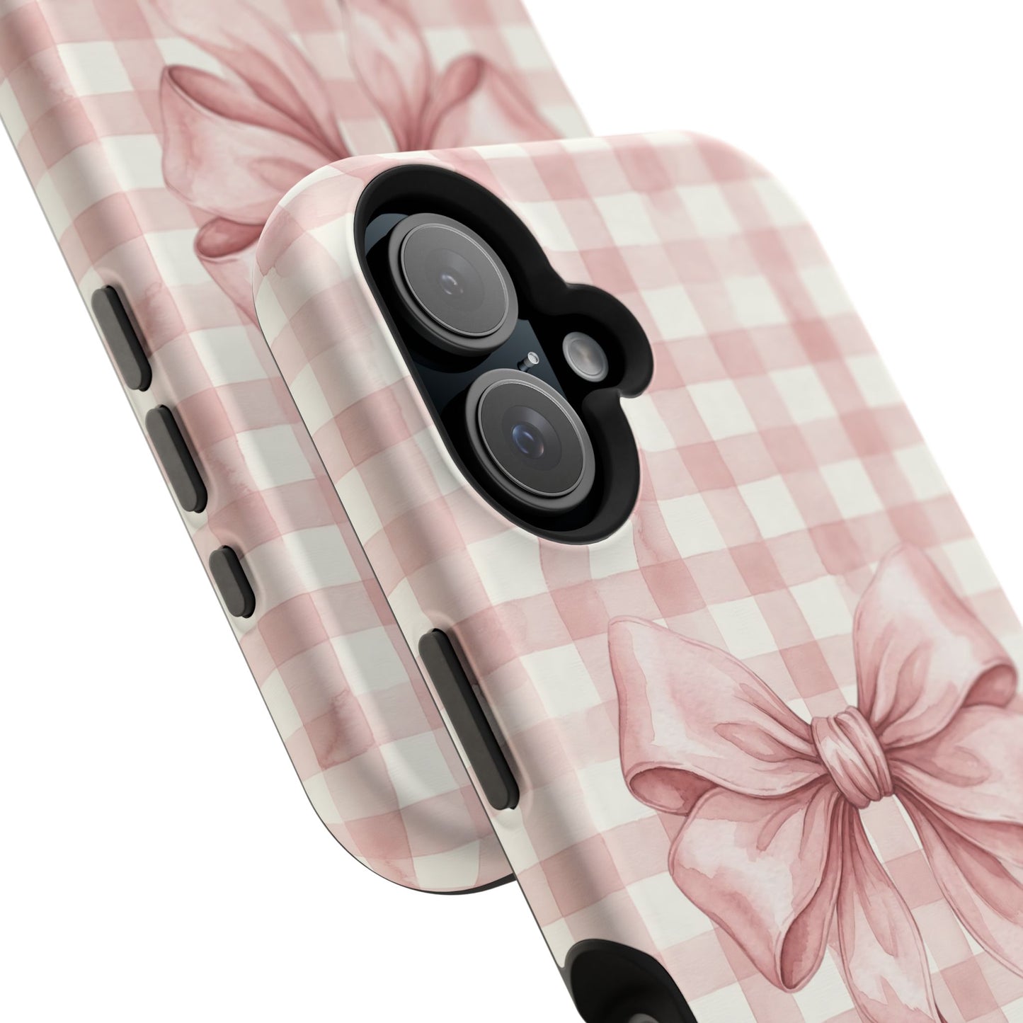 Coquette Bow Phone Case – Pink Gingham Ribbon Aesthetic Case for iPhone & Samsung Galaxy