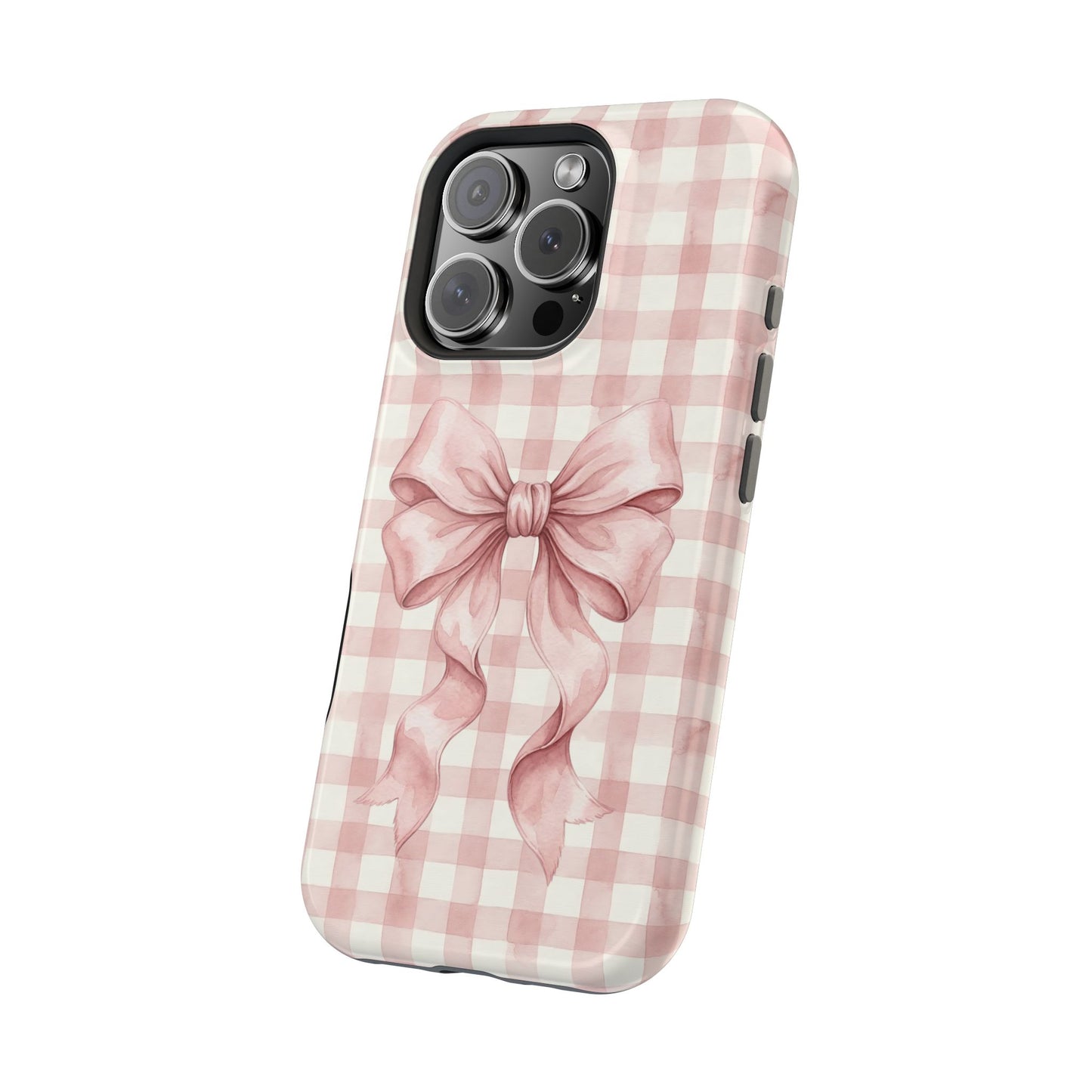 Coquette Bow Phone Case – Pink Gingham Ribbon Aesthetic Case for iPhone & Samsung Galaxy