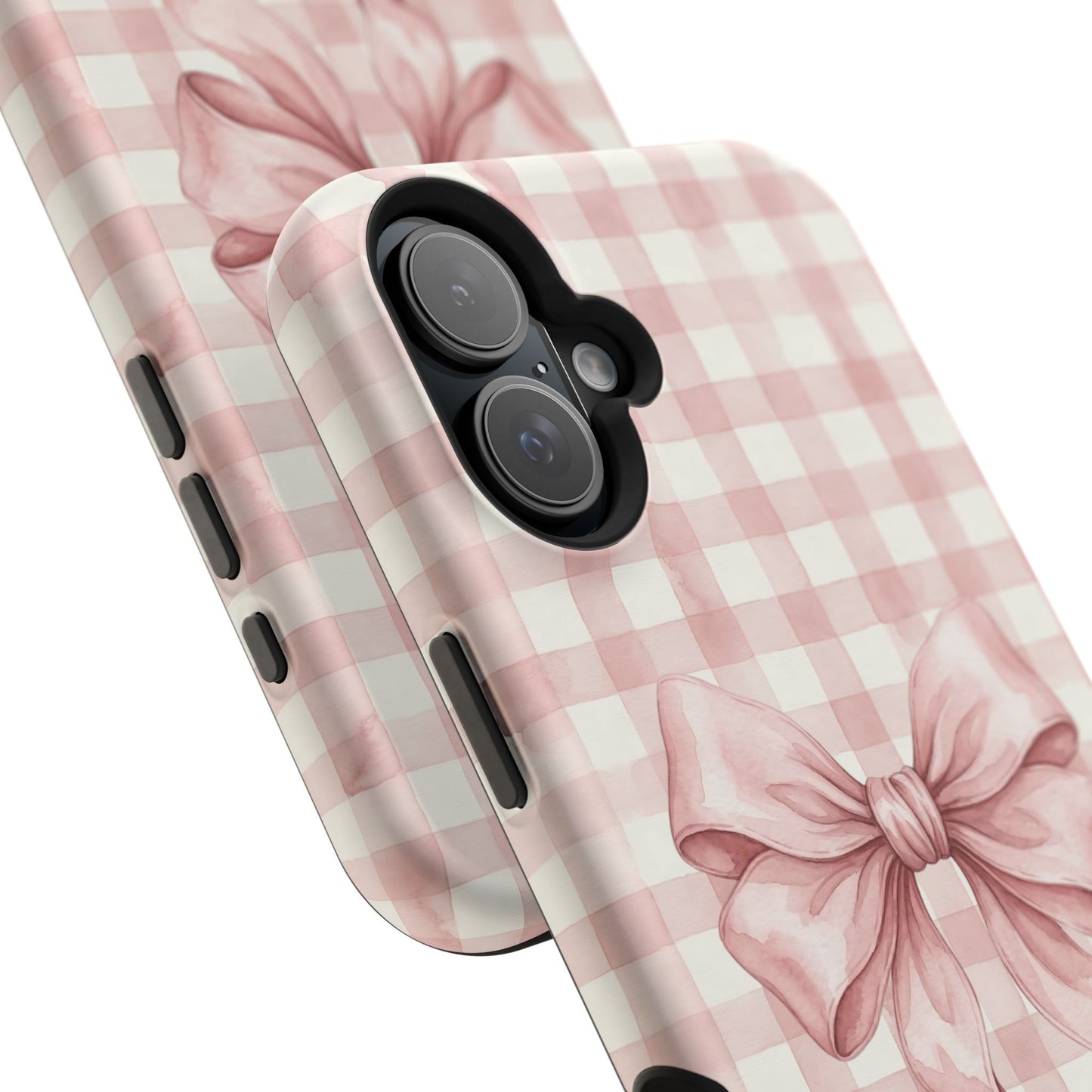 Coquette Bow Phone Case – Pink Gingham Ribbon Aesthetic Case for iPhone & Samsung Galaxy