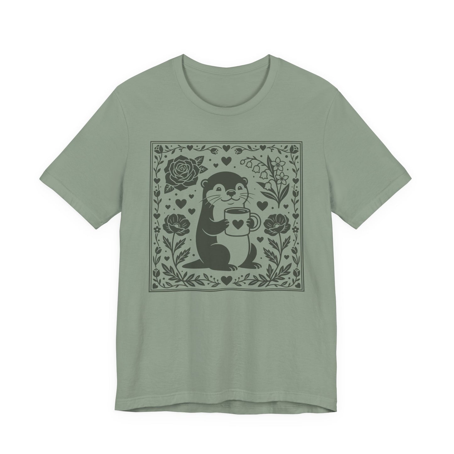 Cute Otter with Coffee Shirt | Coffee Lover Shirt, Cozy Animal Shirt, Otter Lover Gift, Cottagecore Animal Tee