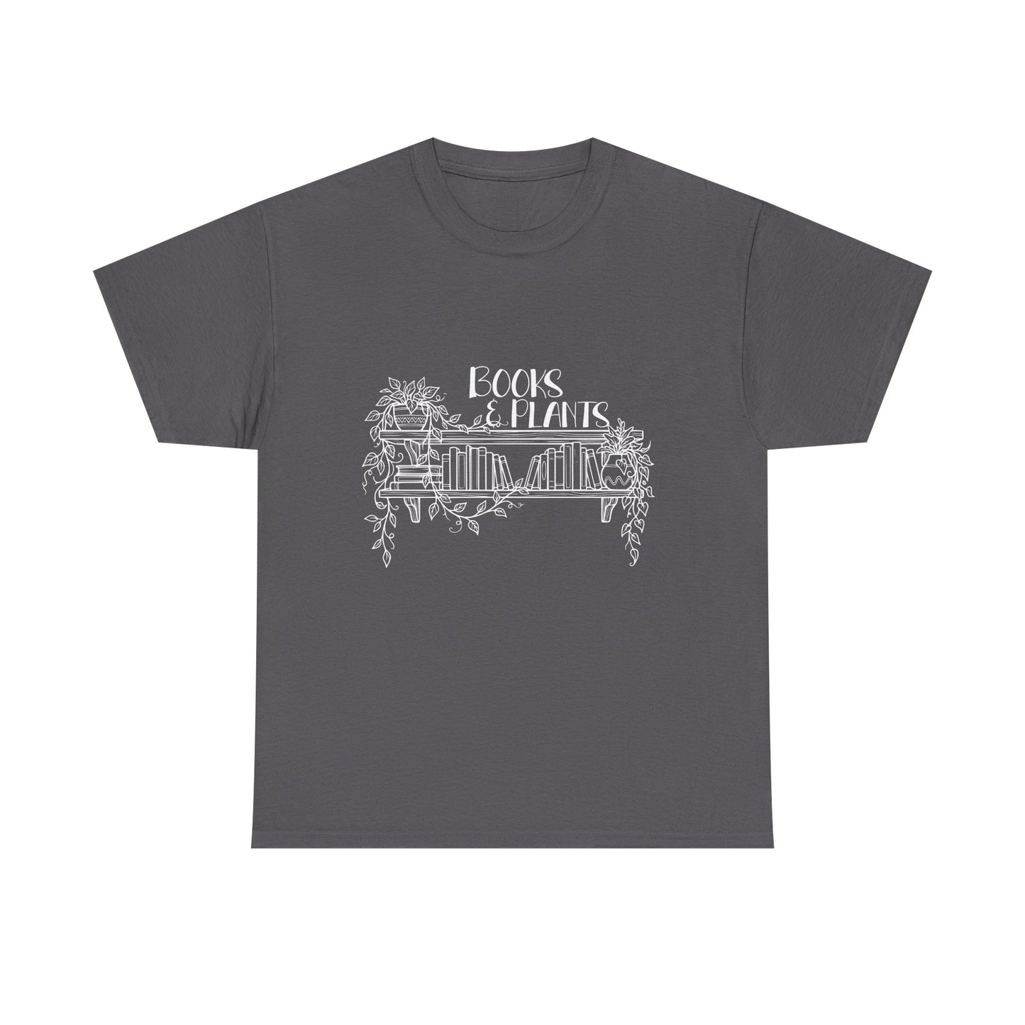 Cottagecore Book Lover T-Shirt – Books and Plants Graphic Tee on Gildan for Cozy Readers
