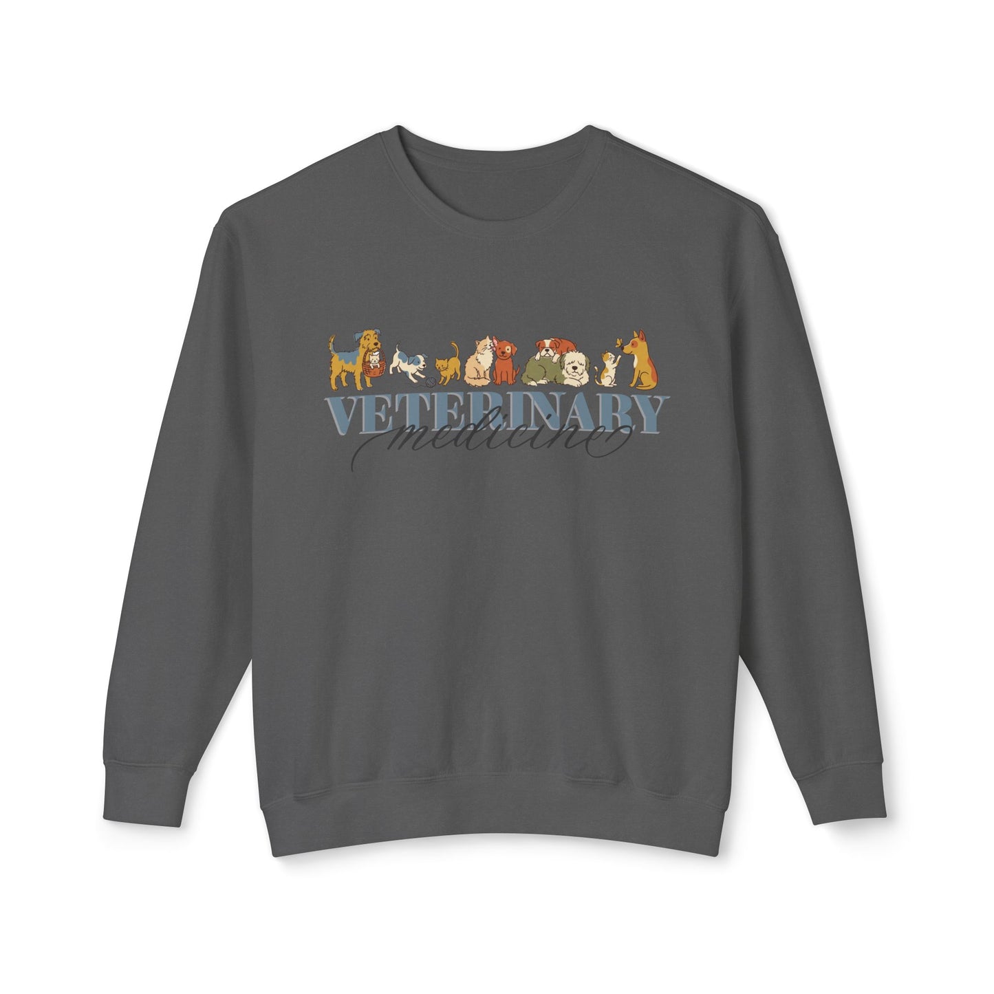 Veterinary Medicine Sweatshirt – Dog & Cat Graphic Crewneck on Comfort Colors for Vet Techs