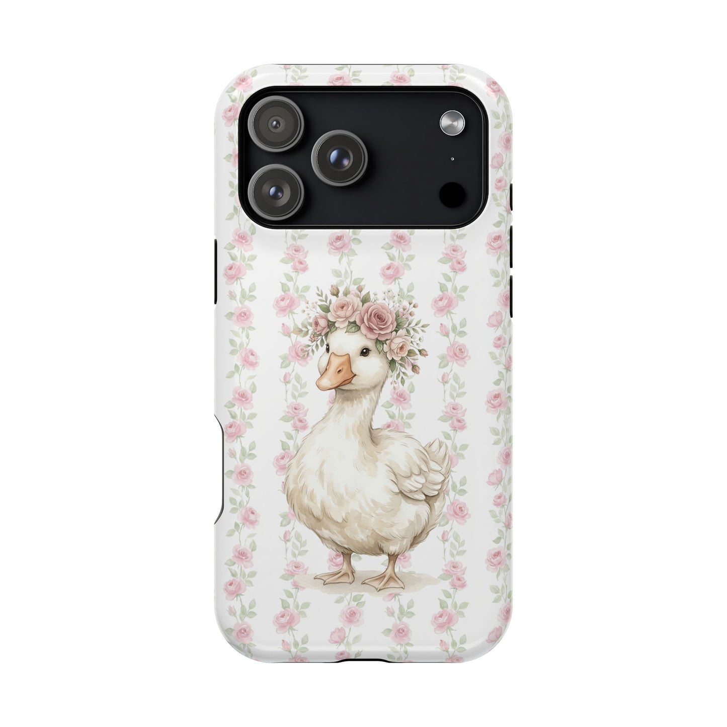 Coquette Floral Goose Phone Case – Vintage Flower Pattern Aesthetic Case for iPhone & Samsung Galaxy