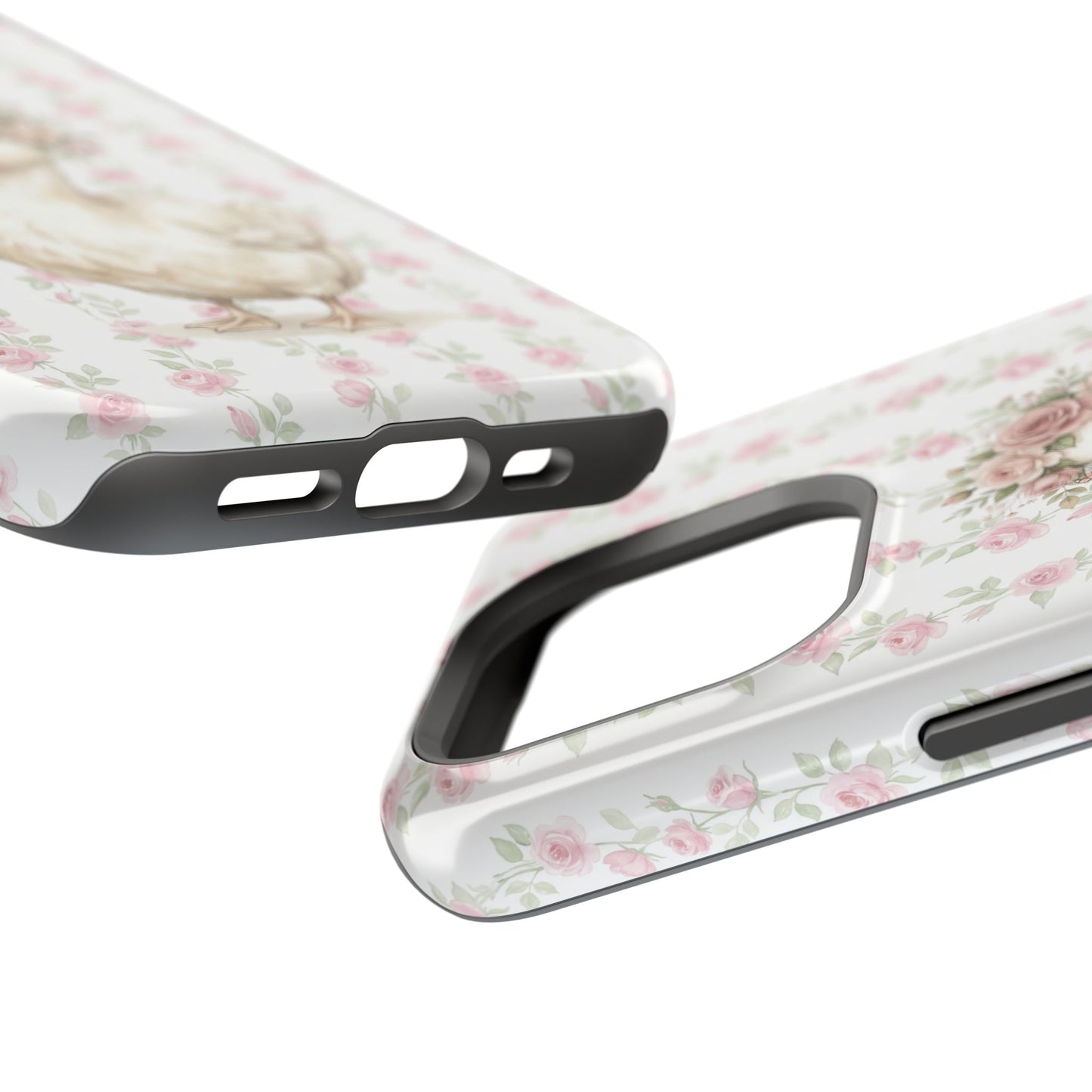 Coquette Floral Goose Phone Case – Vintage Flower Pattern Aesthetic Case for iPhone & Samsung Galaxy