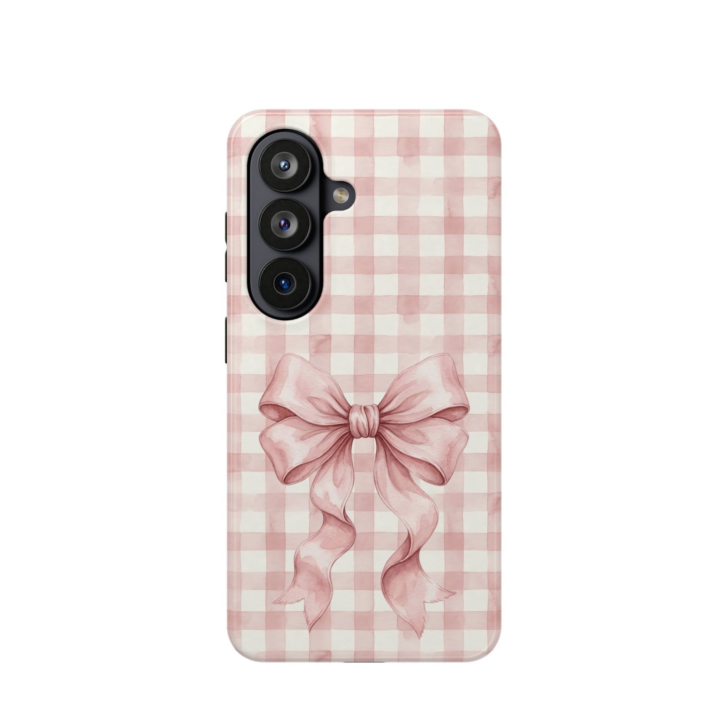 Coquette Bow Phone Case – Pink Gingham Ribbon Aesthetic Case for iPhone & Samsung Galaxy