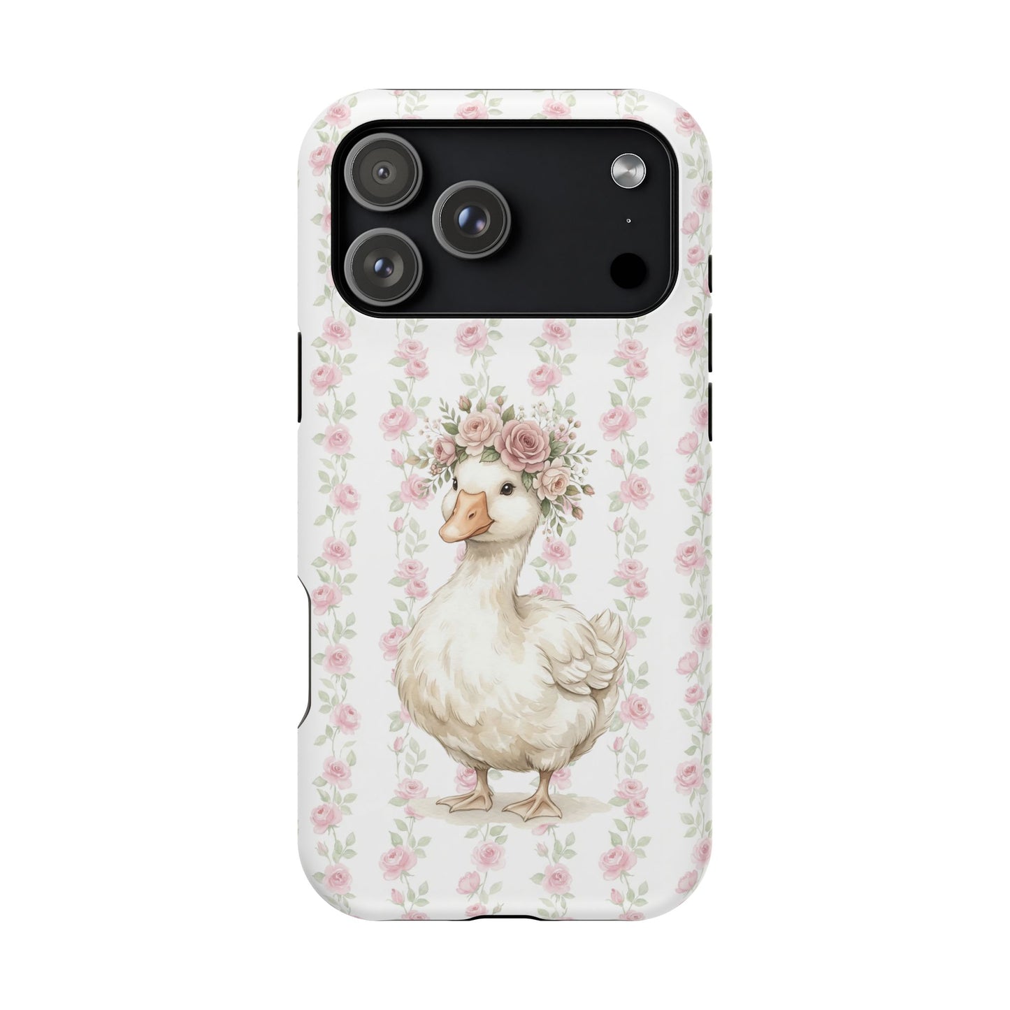 Coquette Floral Goose Phone Case – Vintage Flower Pattern Aesthetic Case for iPhone & Samsung Galaxy
