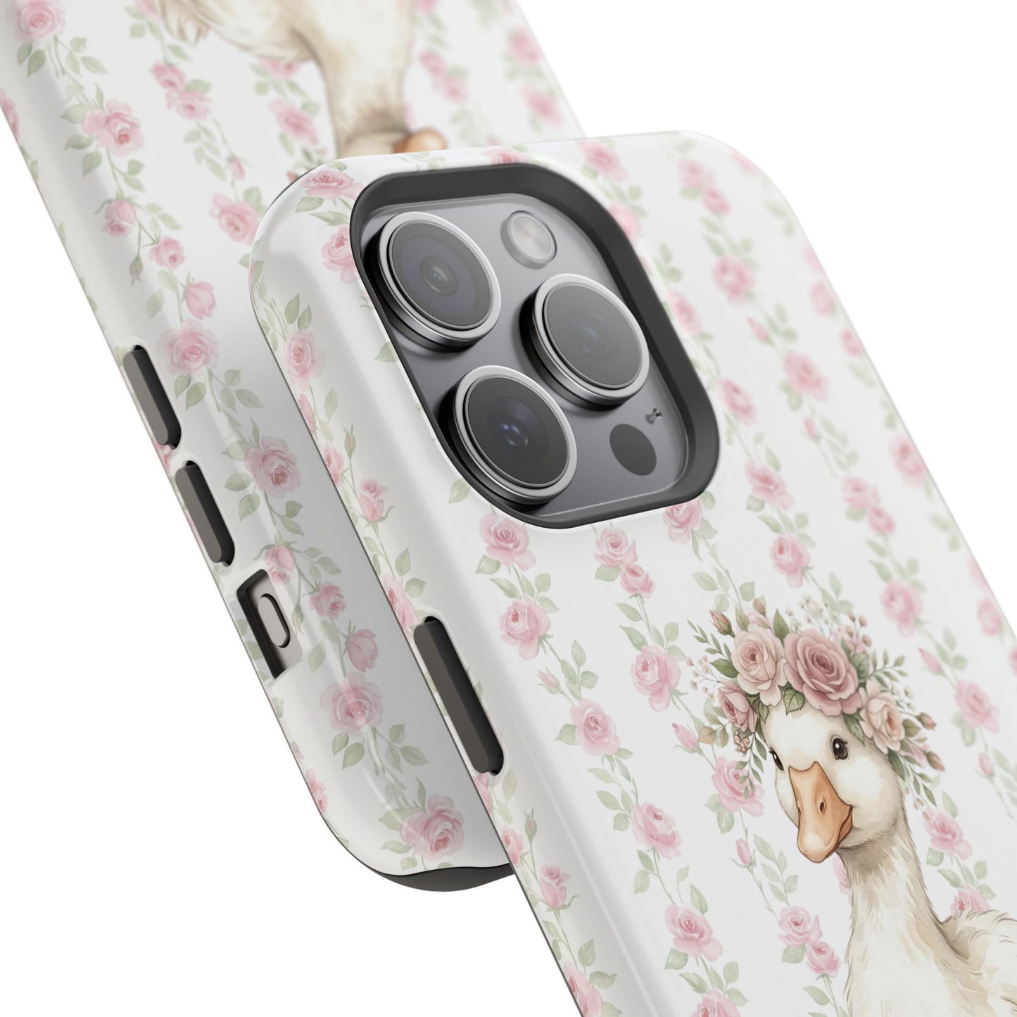 Coquette Floral Goose Phone Case – Vintage Flower Pattern Aesthetic Case for iPhone & Samsung Galaxy